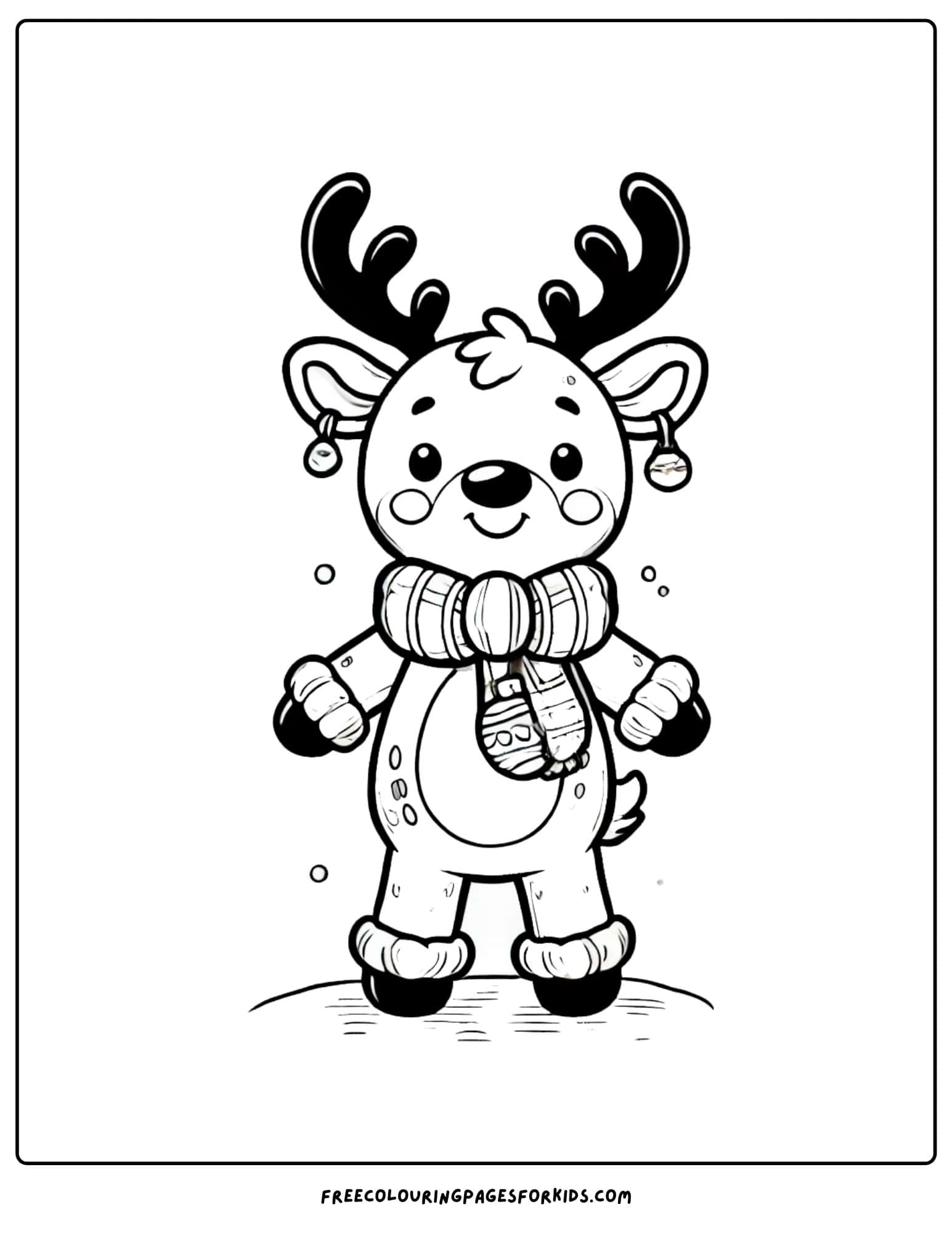 reindeer wearing a scarf coloring page