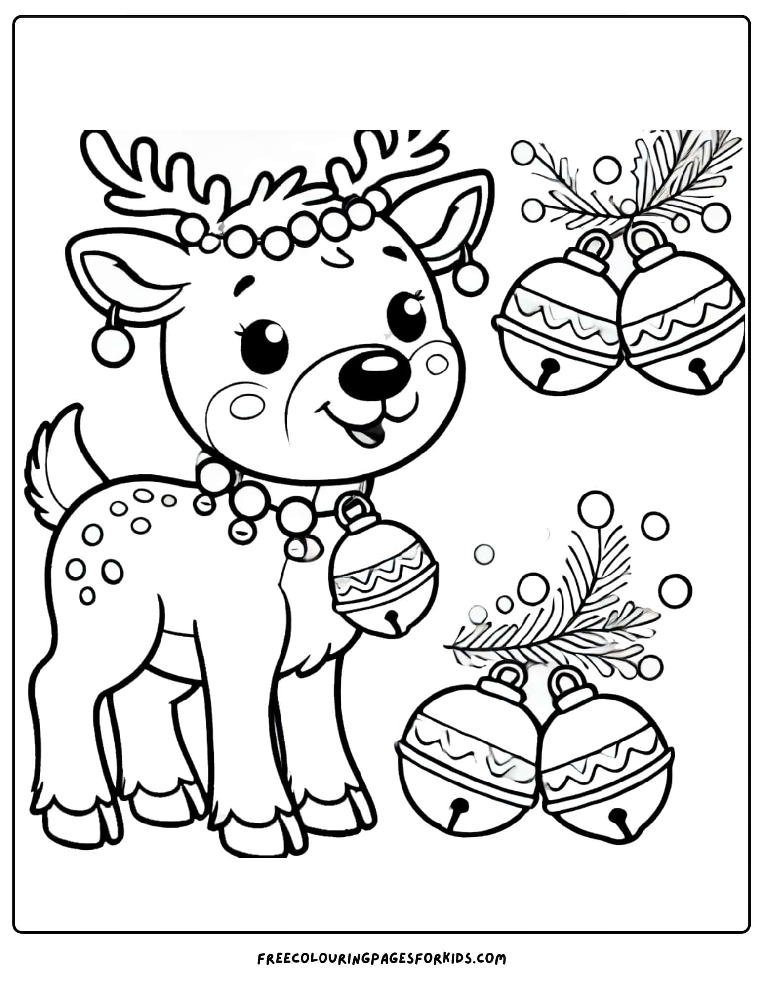 reindeer with jingle bells coloring page