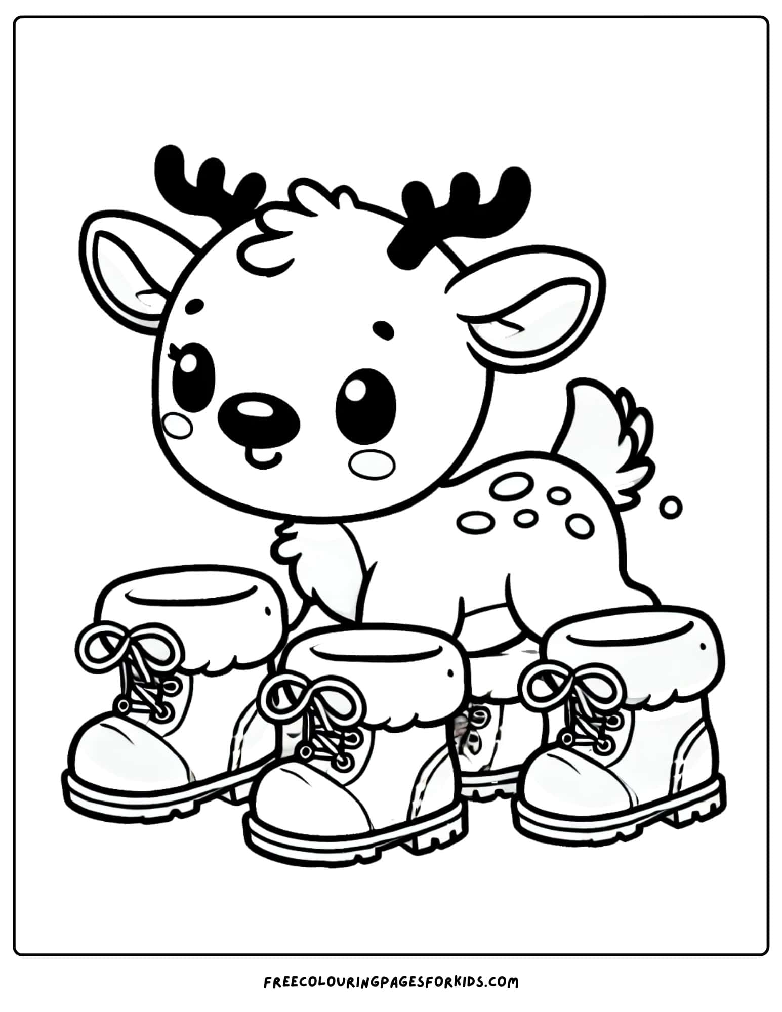 reindeer with big snow boots coloring page