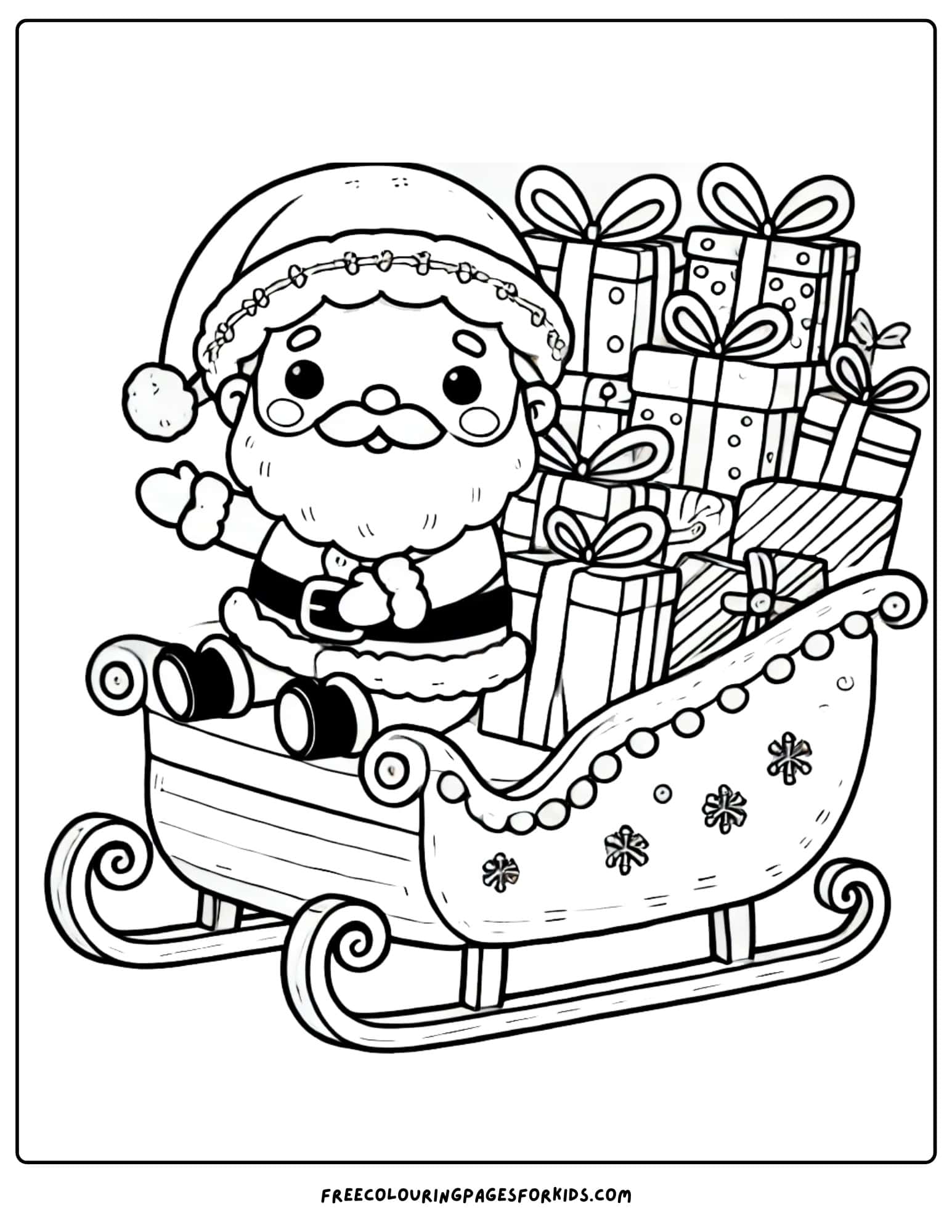 santa in a sleigh coloring page