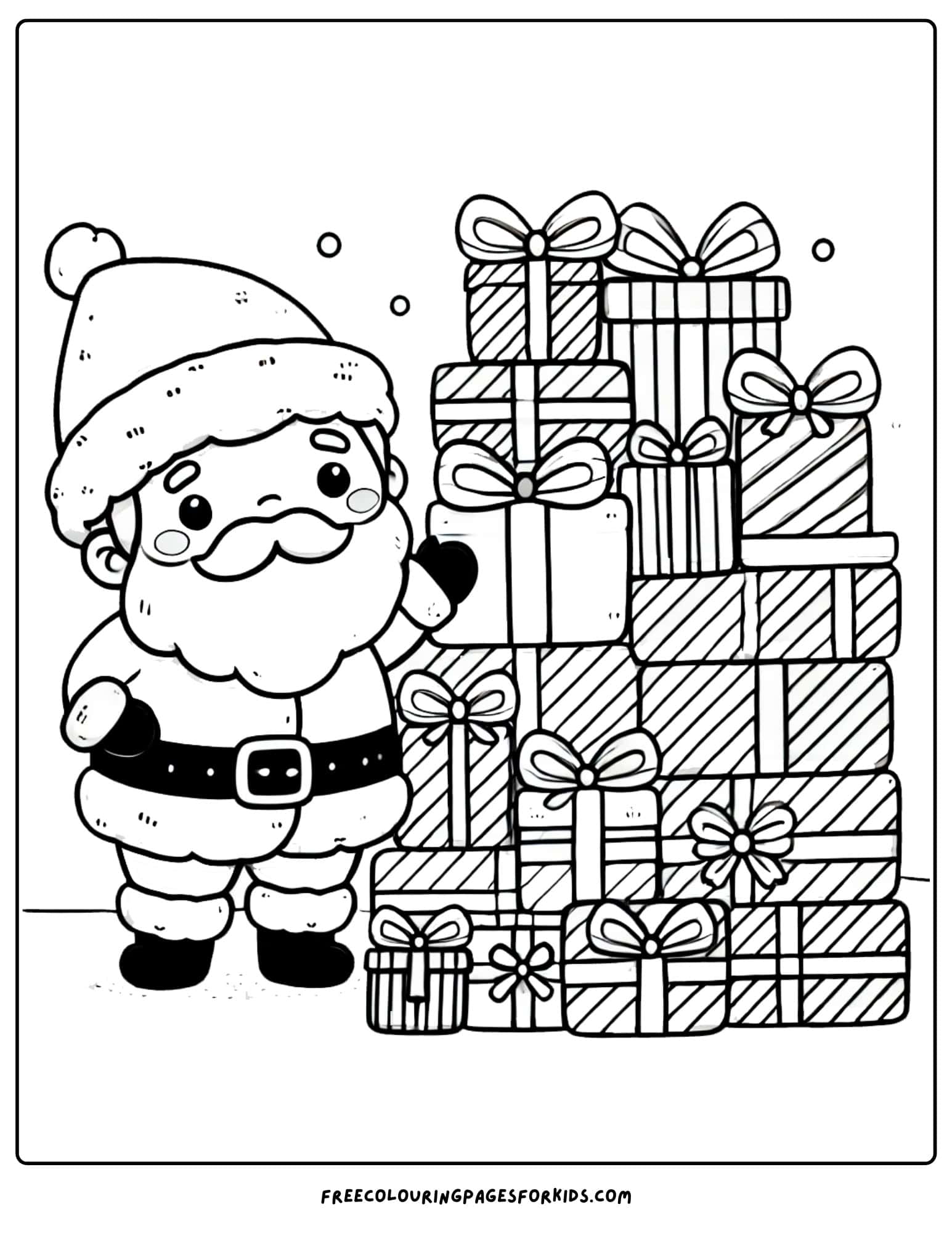 santa with presents coloring page