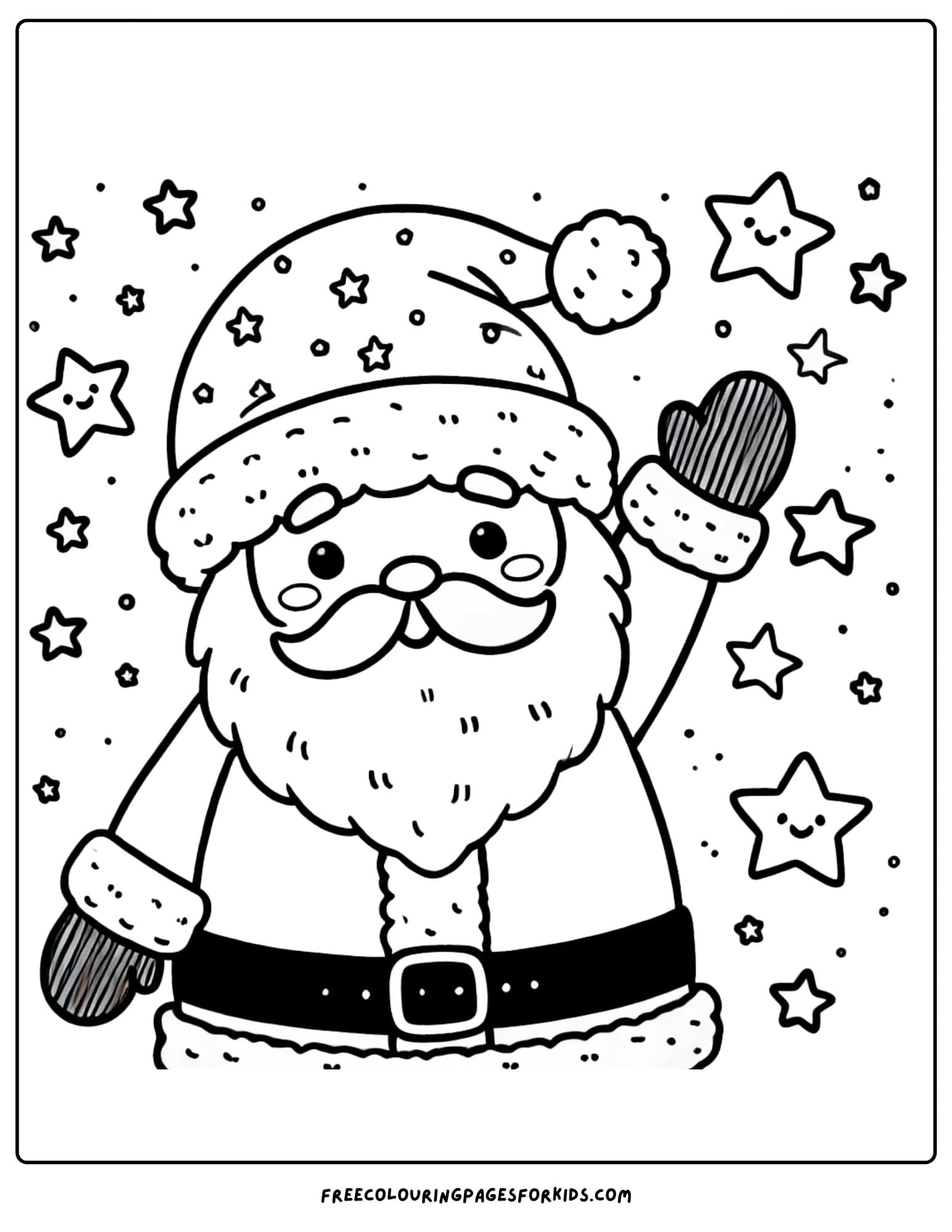 santa waving coloring page