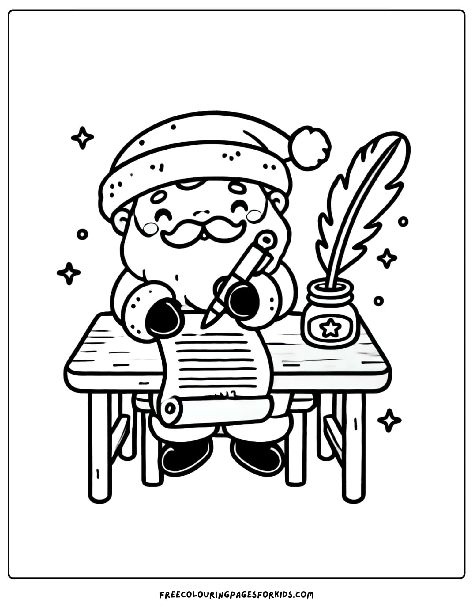 santa writing christmas letter coloring page