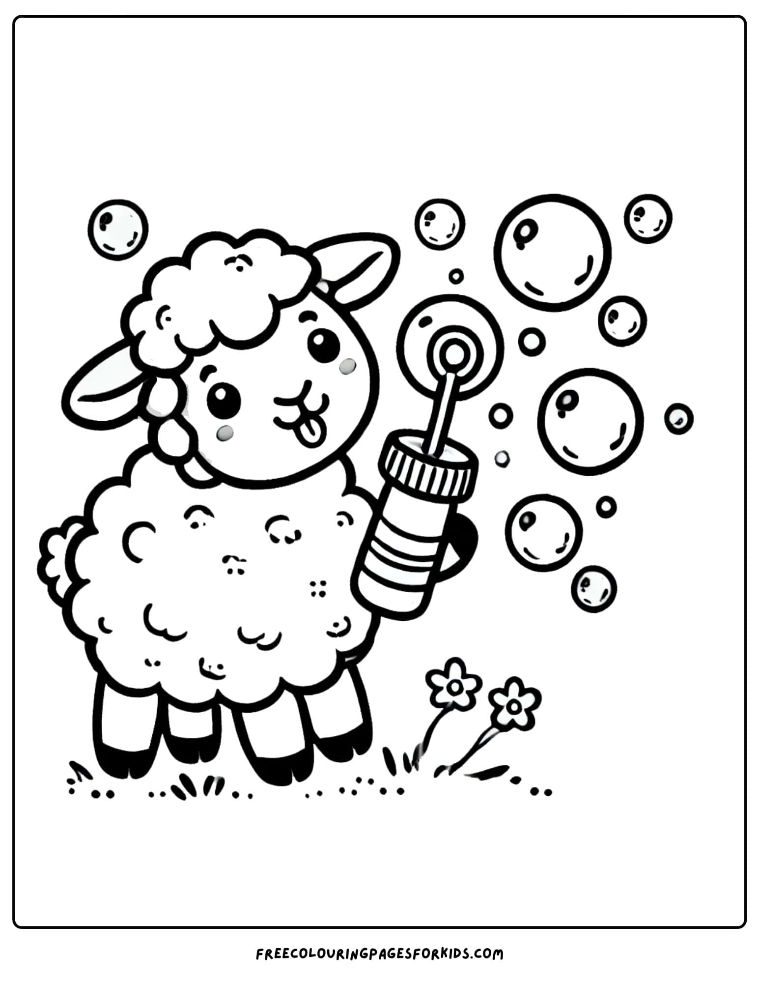 sheep blowing bubbles coloring page