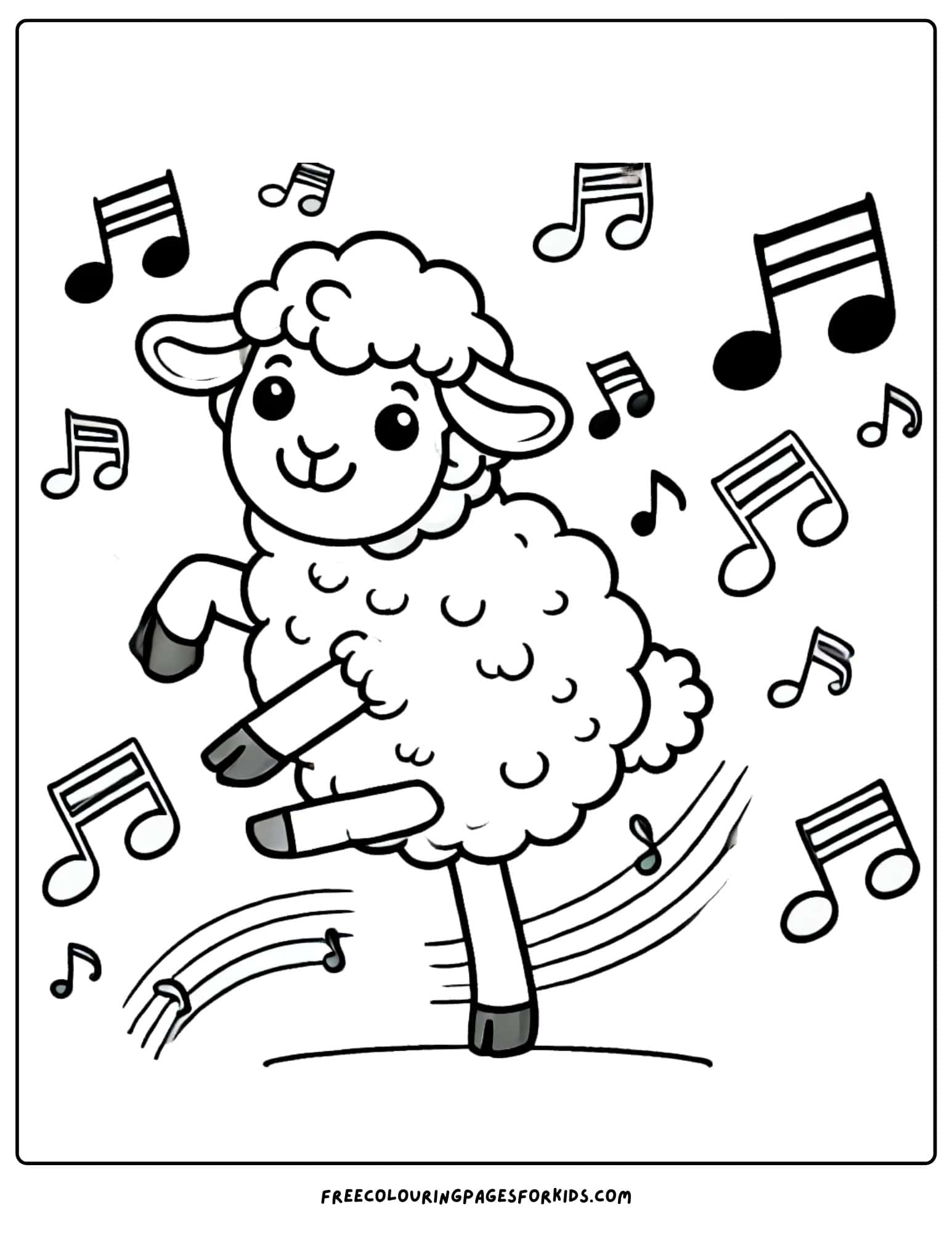 sheep dancing to music coloring page