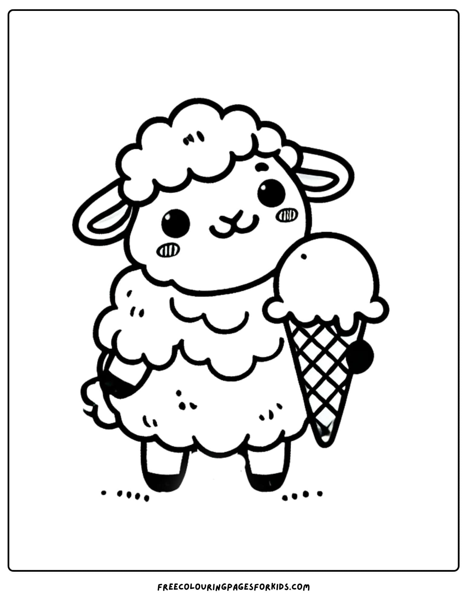 sheep eating an ice cream coloring page