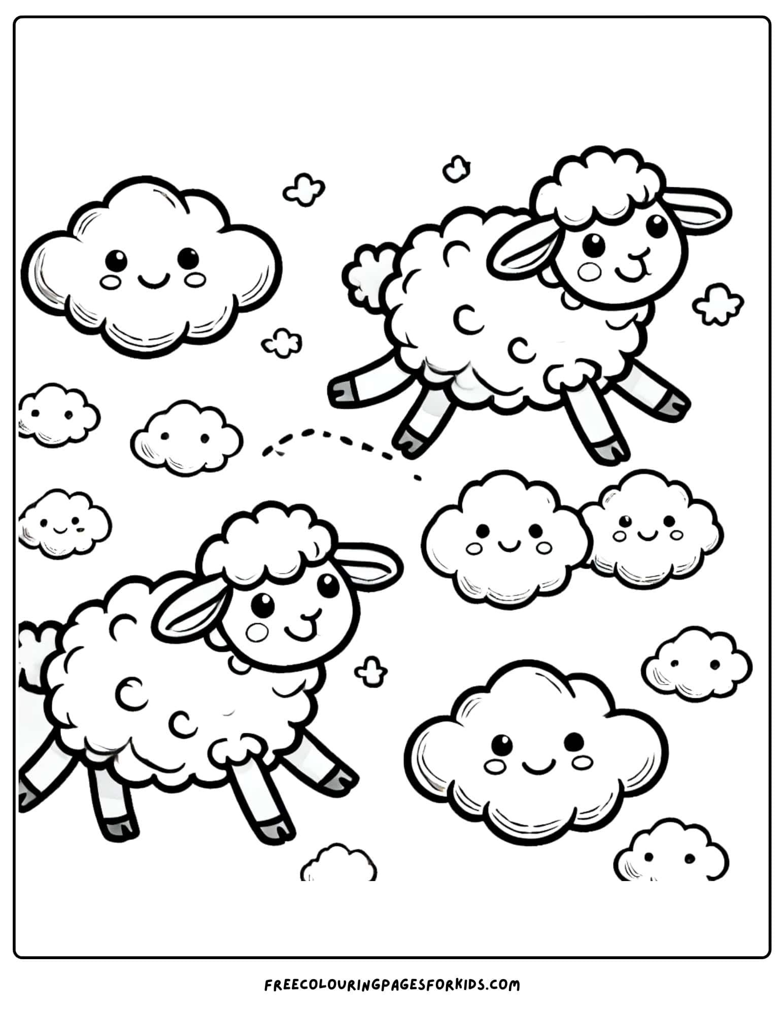 sheep herding clouds coloring page