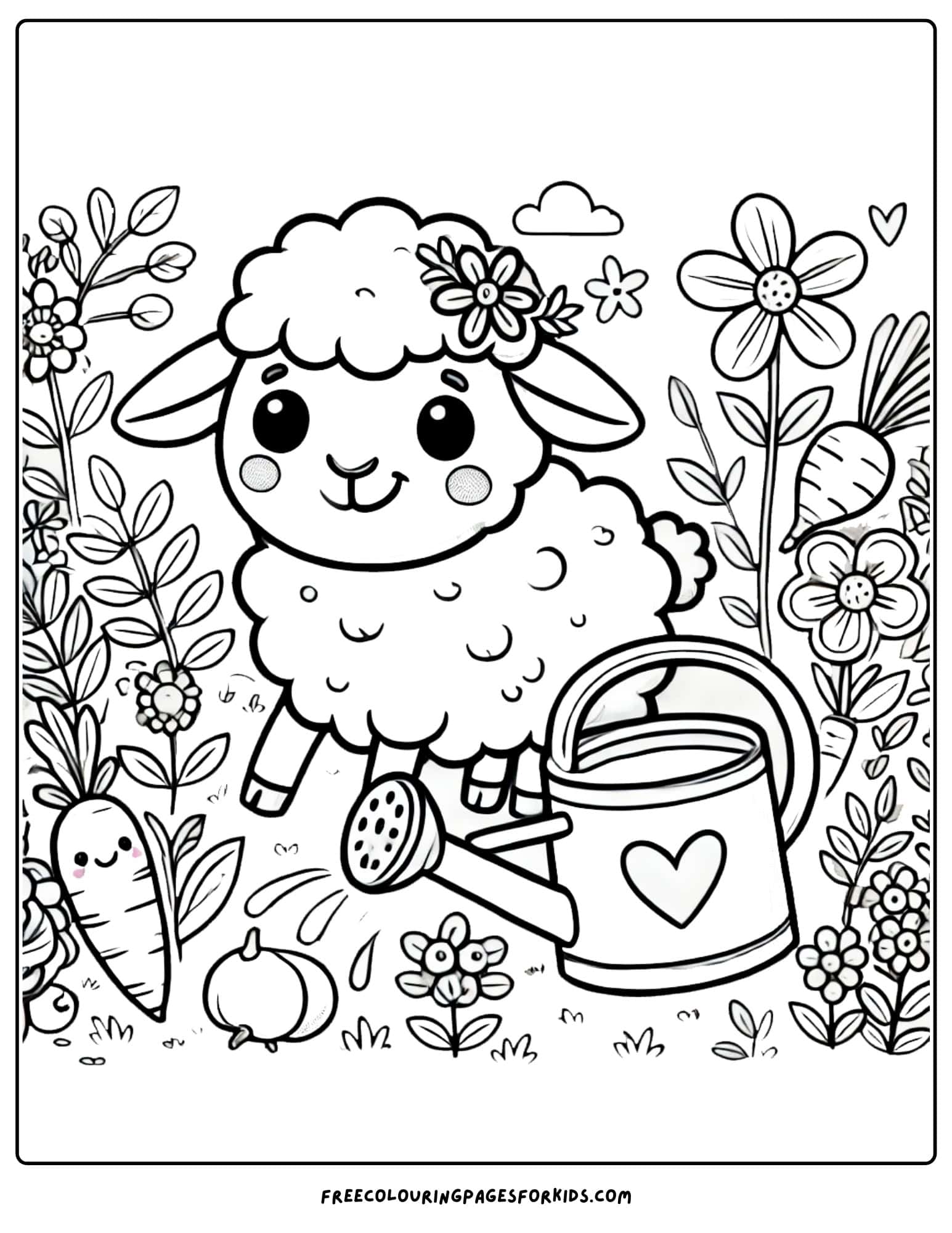 sheep xxin the gardenxx coloring page