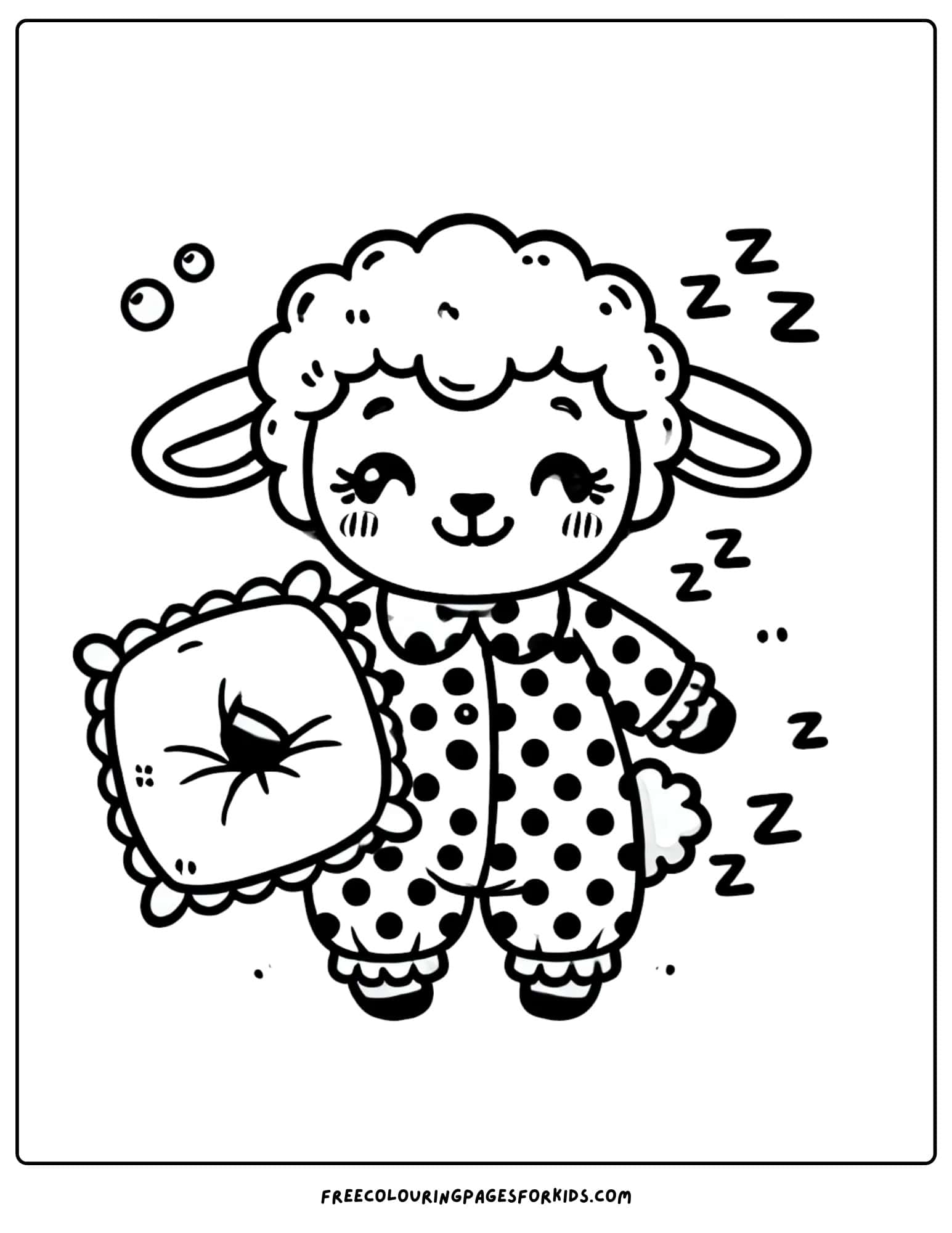 sheep wearing pjs coloring page