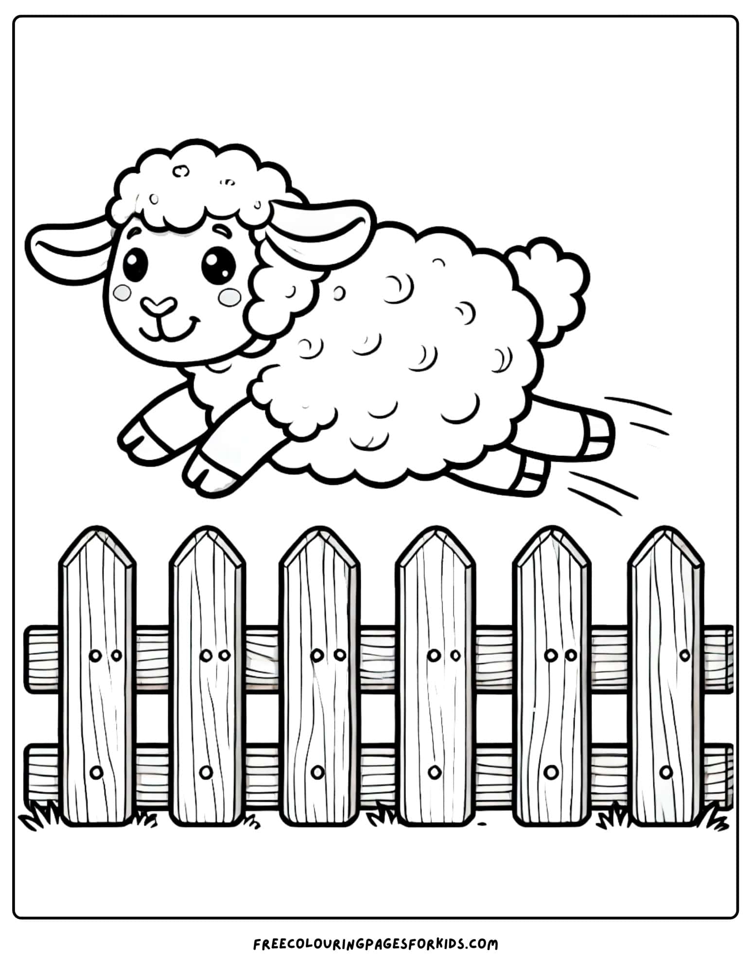 sheep jumping a fence coloring page