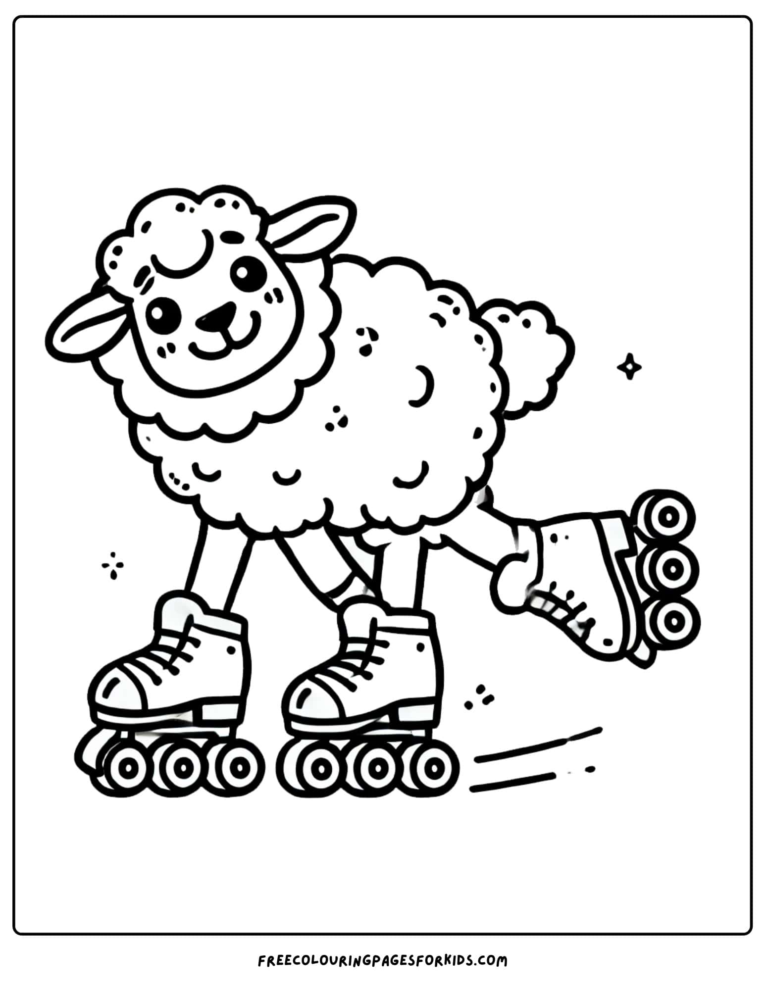 sheep roller skating coloring page