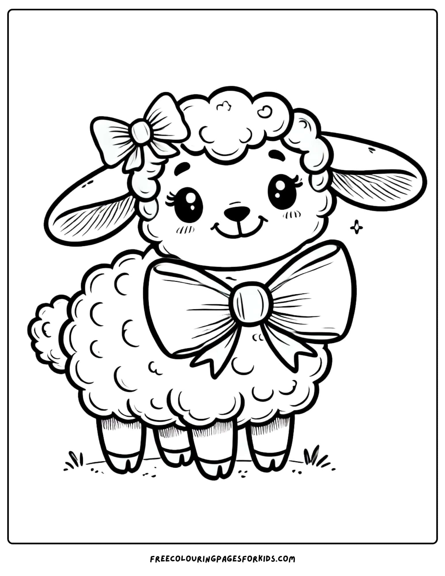 sheep with a bow tie coloring page