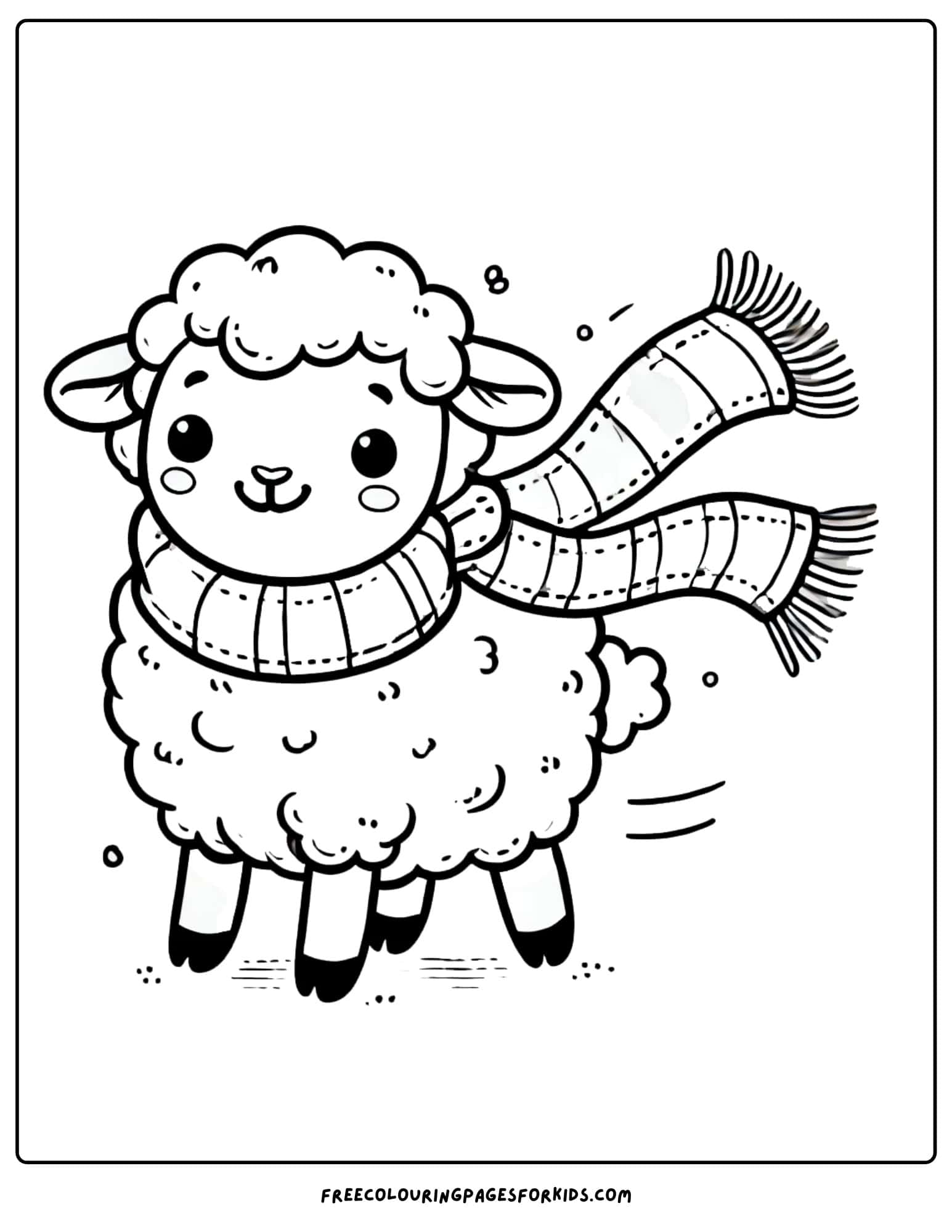 sheep wearing a scarf coloring page