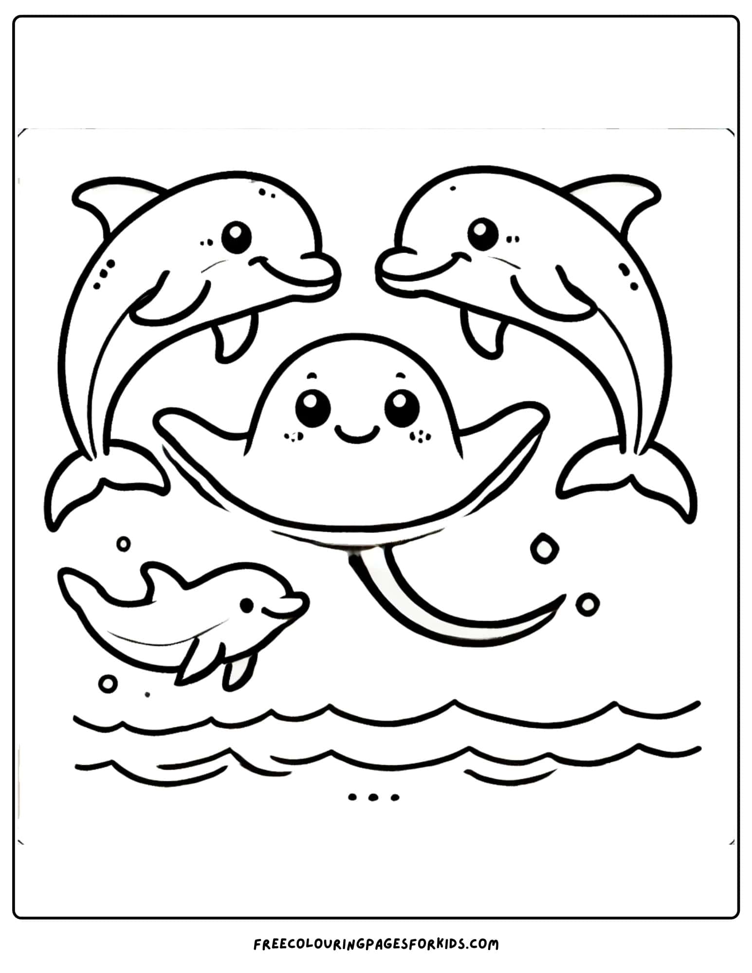 stingray and dolphins coloring page