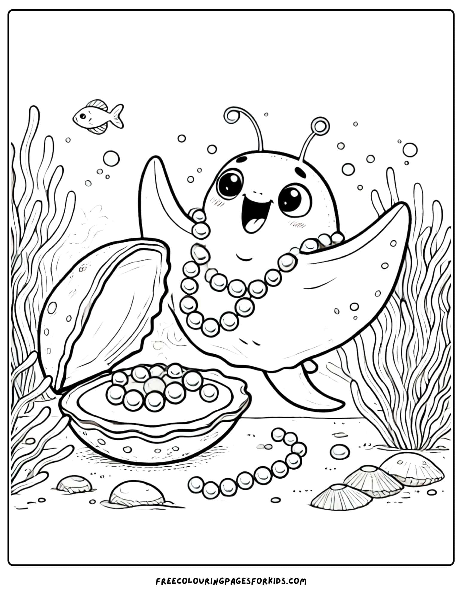 stingray wearing pearls coloring page