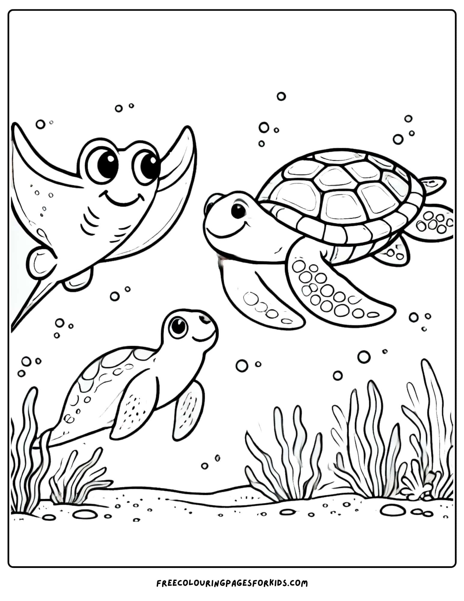 stingray and a sea turtle coloring page