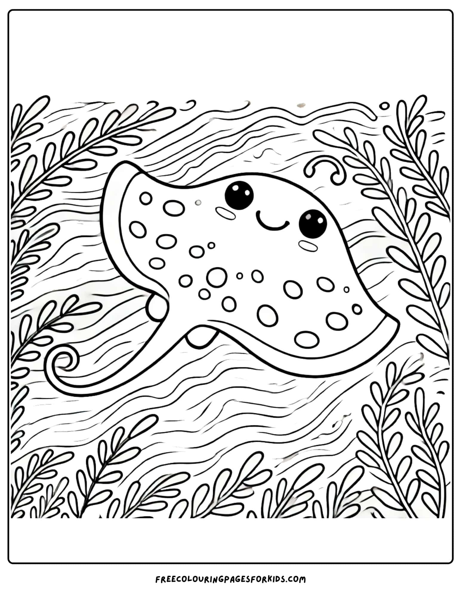 stingray and seaweed coloring page