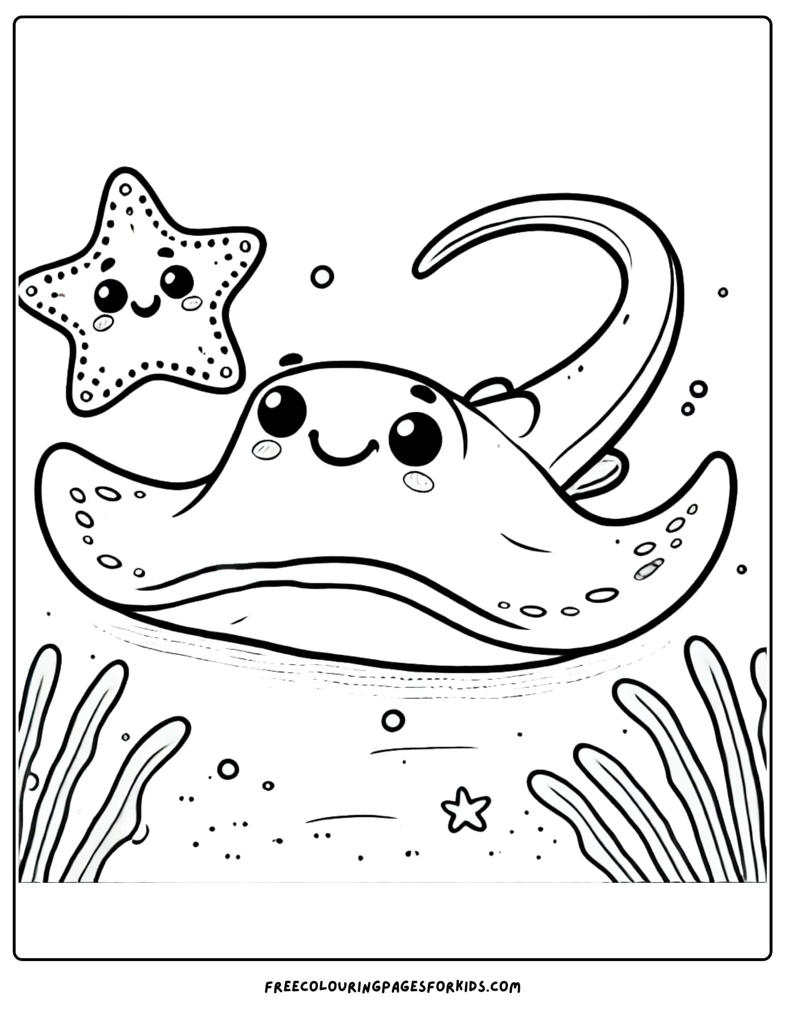 stingray and a starfish coloring page