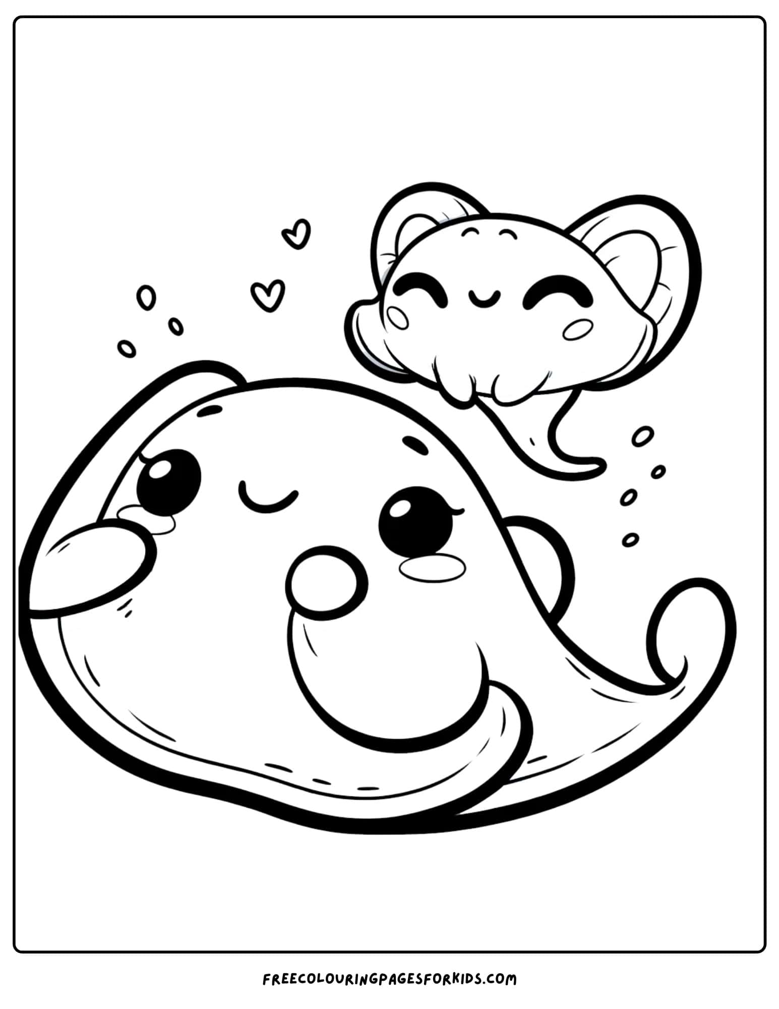 stingray baby and its parent coloring page