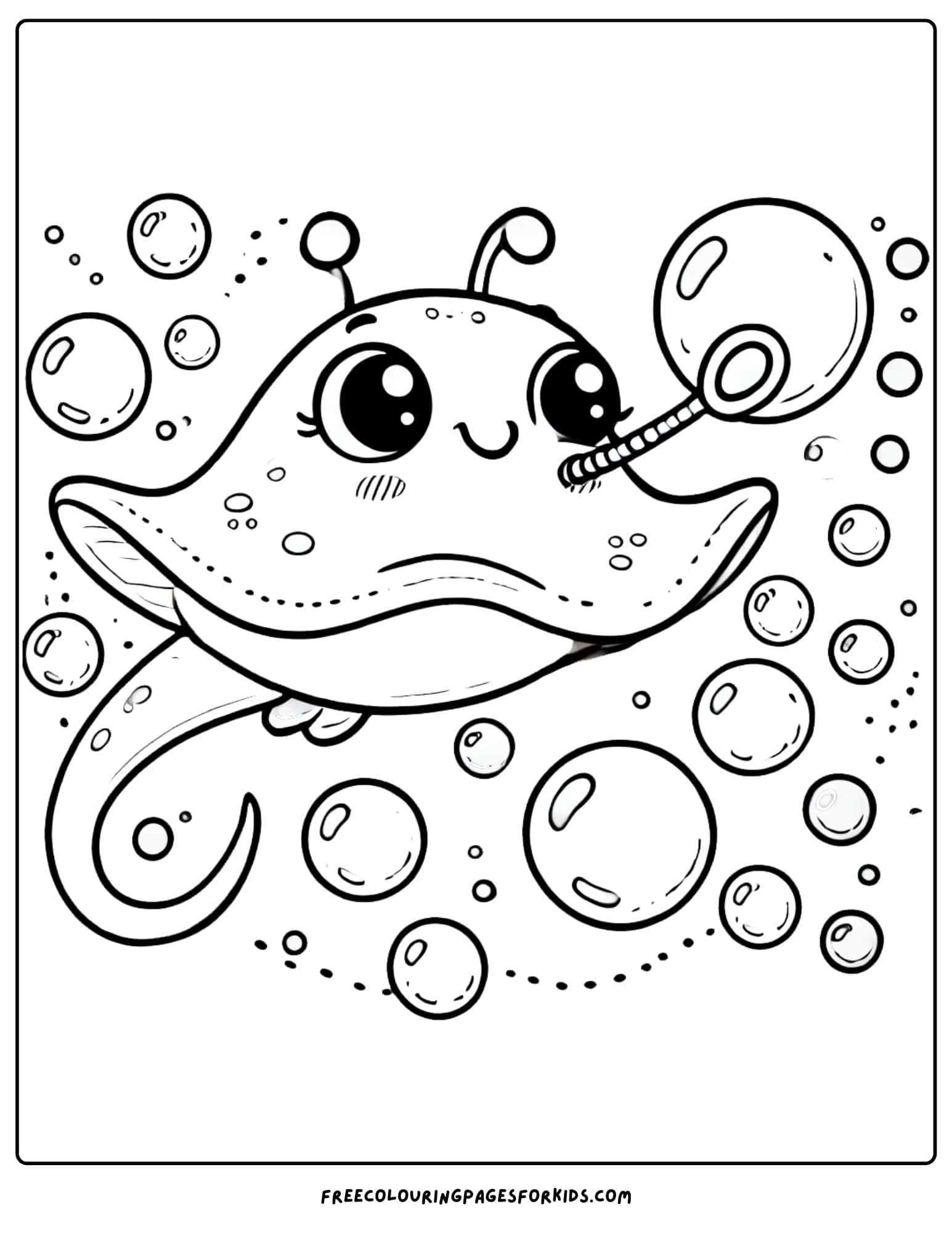 stingray blowing bubbles coloring page