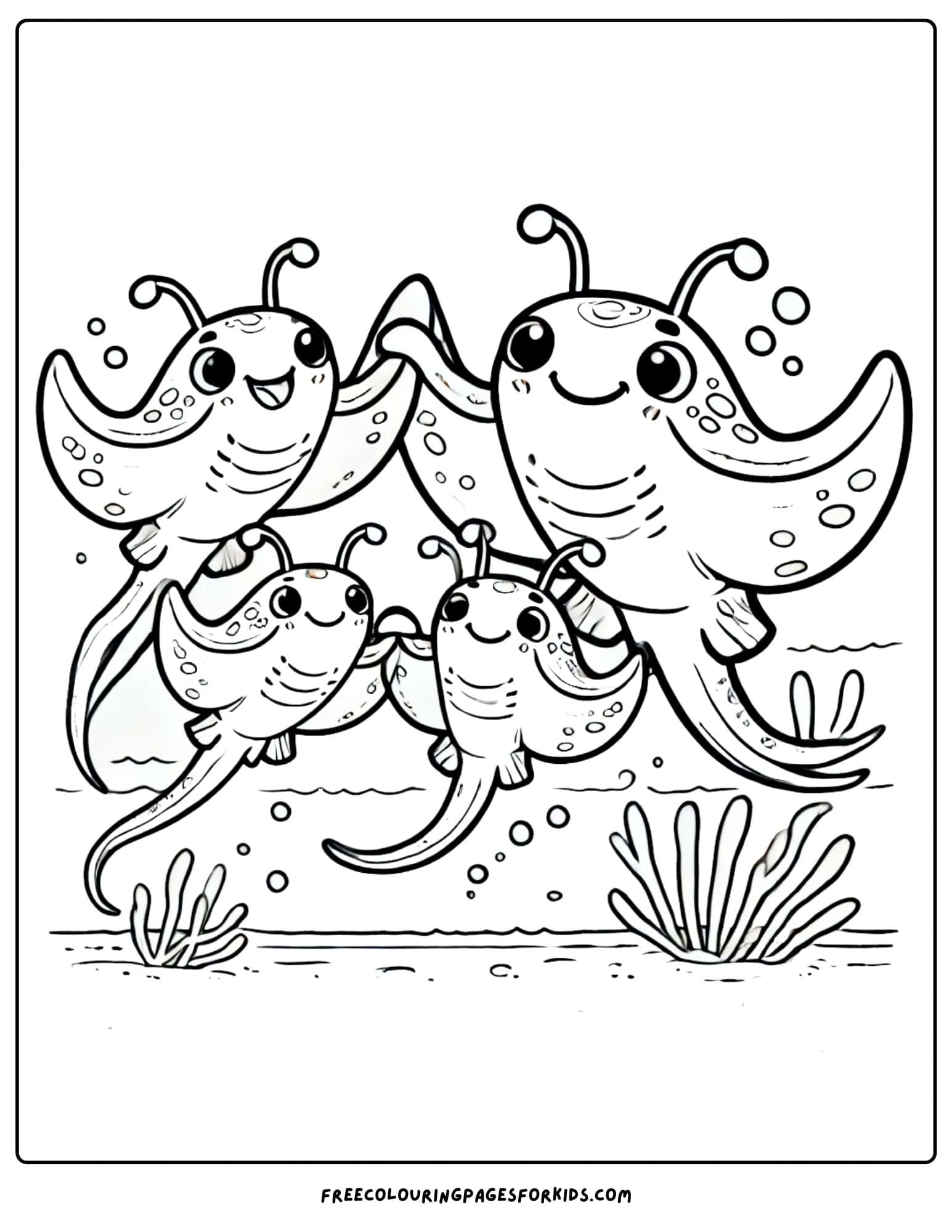 stingray family together coloring page