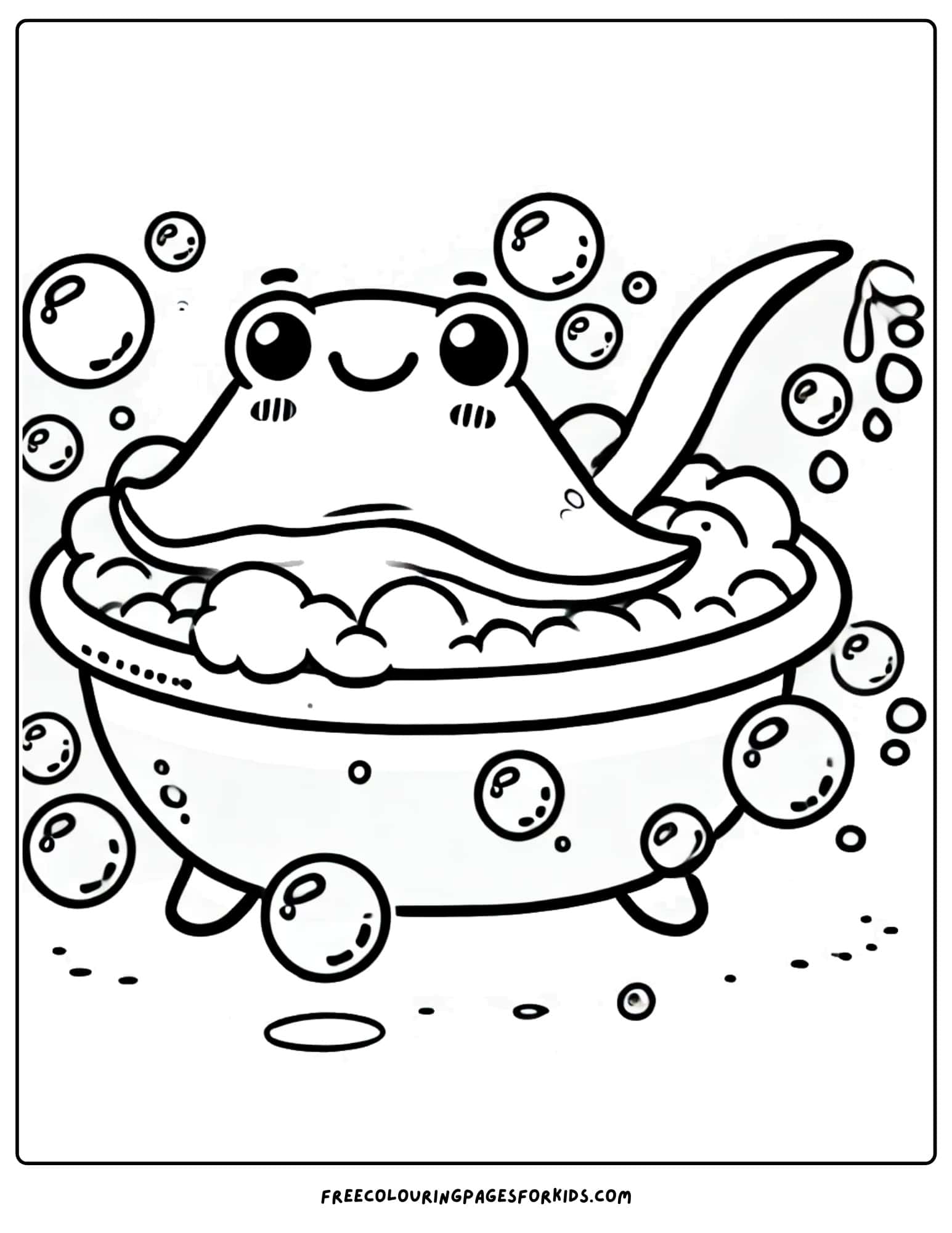 stingray having a bubble bath coloring page