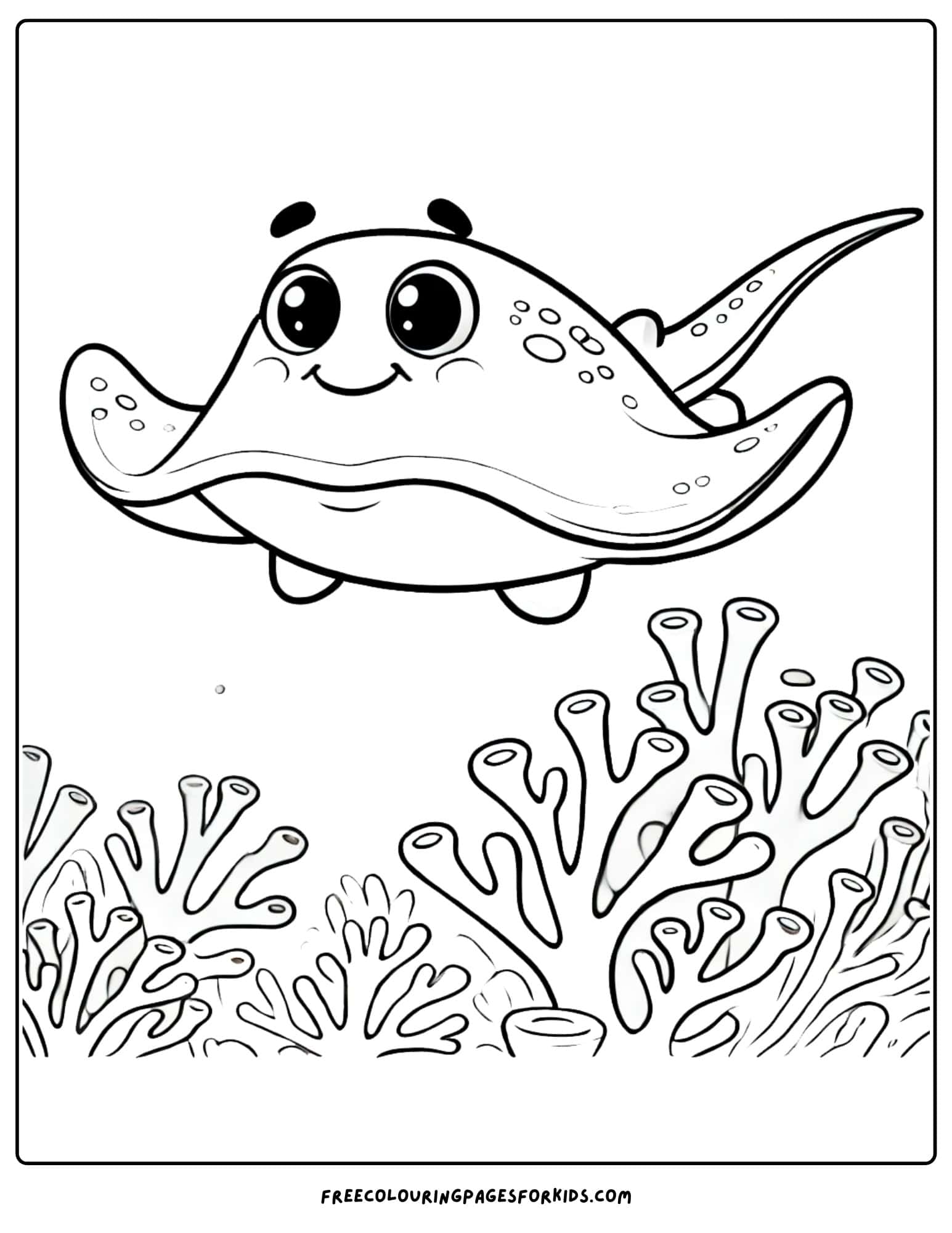 stingray in a coral reef coloring page