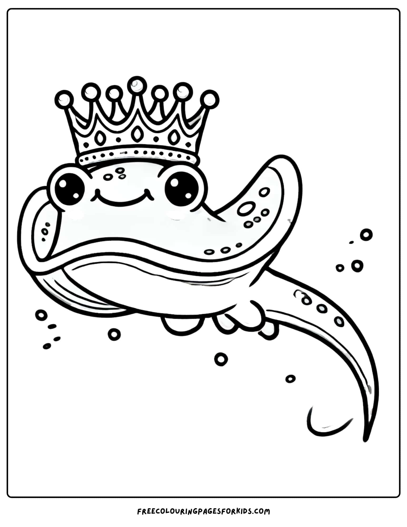 stingray wearing a crown coloring page