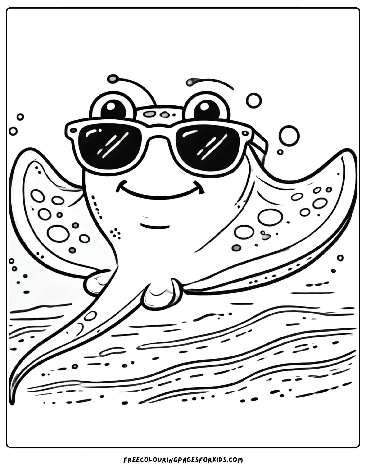 stingray wearing sungalsses coloring page