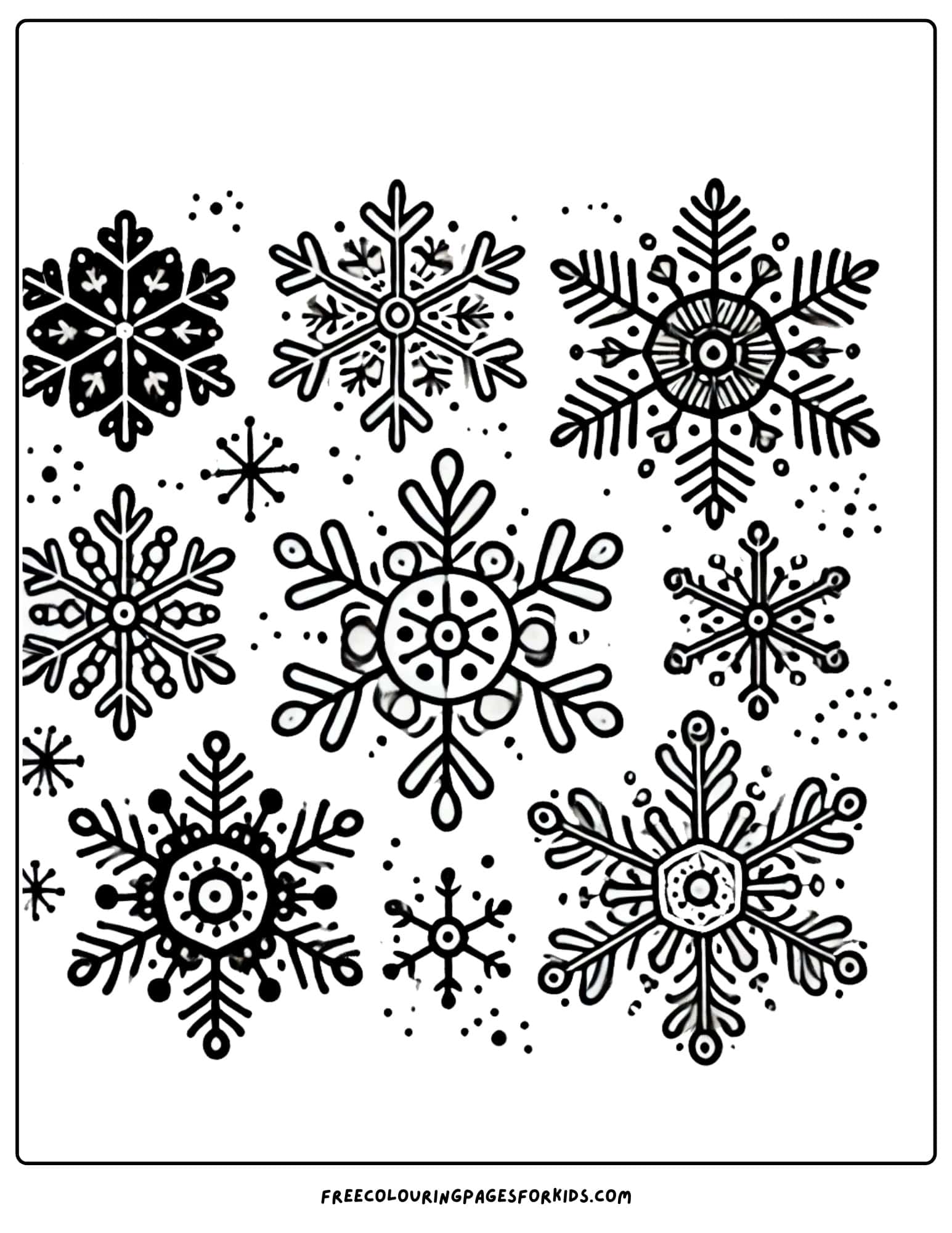 winter snow flakes coloring page