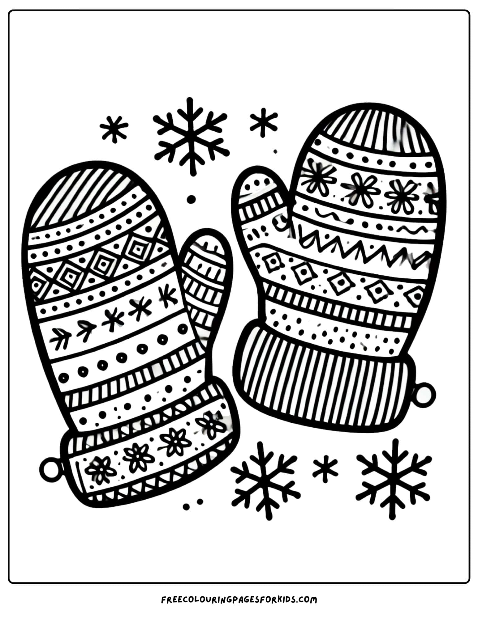 winter mittens coloring page