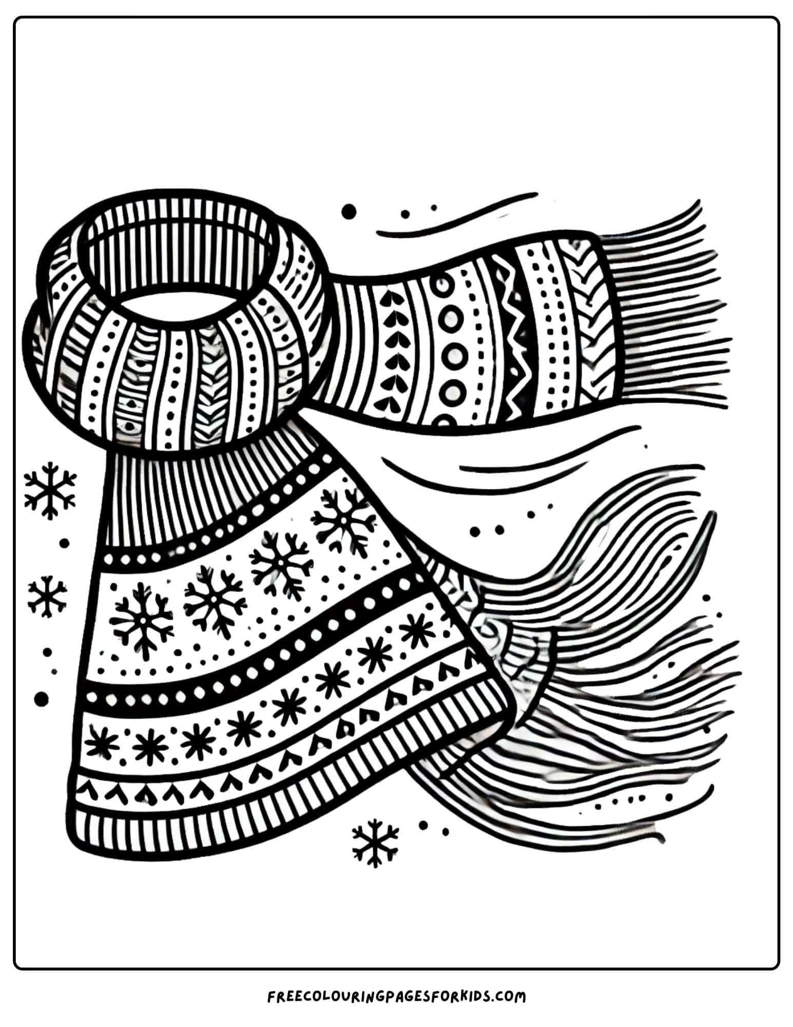 winter scarf blowing in the wind coloring page