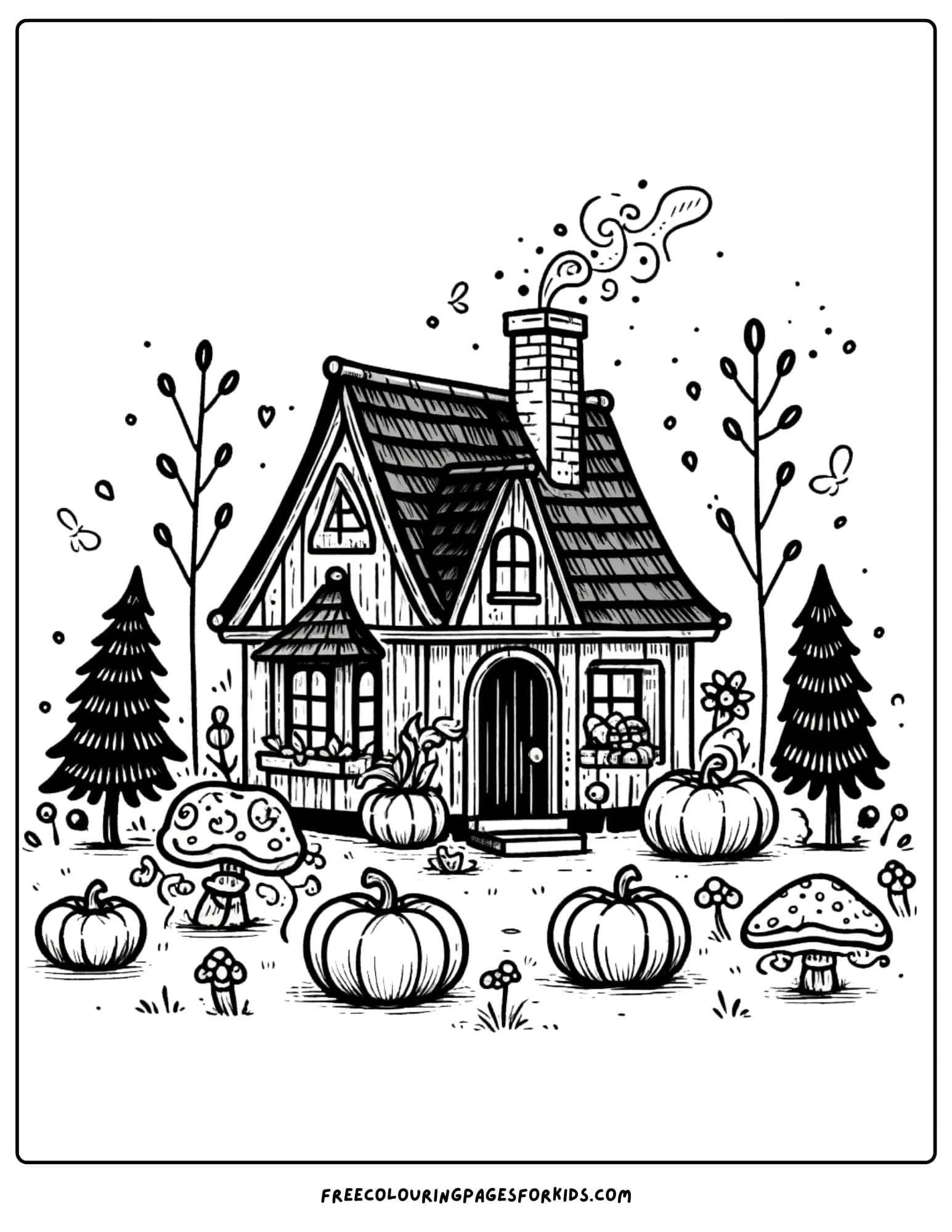 witch cottage coloring page