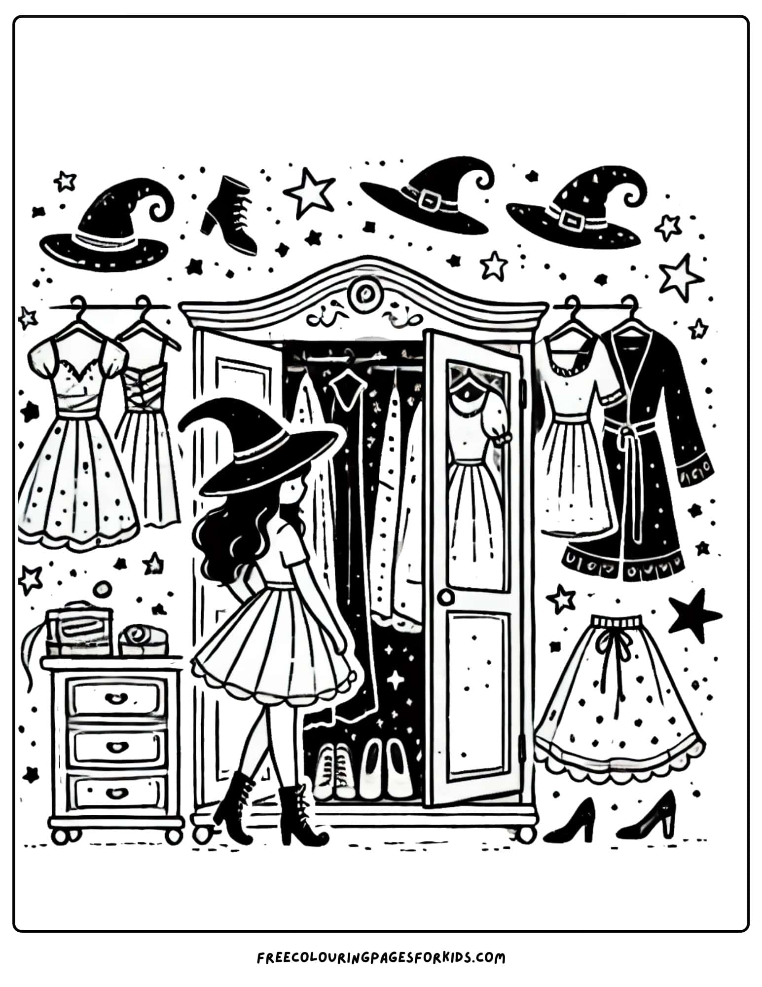 witch enchanted wardrobe coloring page