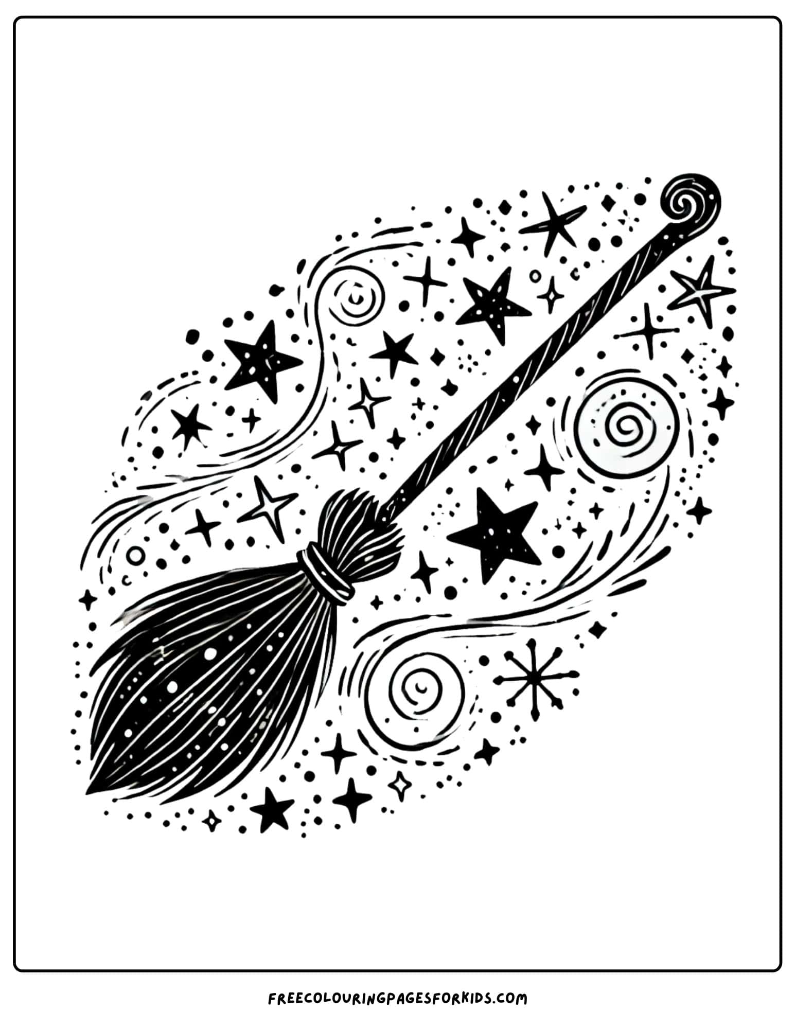 witch's magic broom coloring page