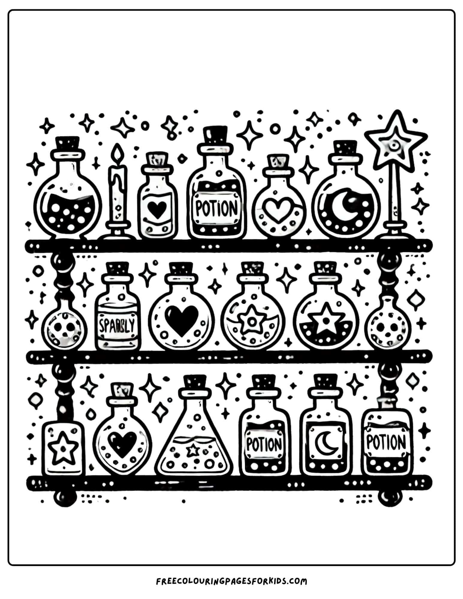 witch potions coloring page