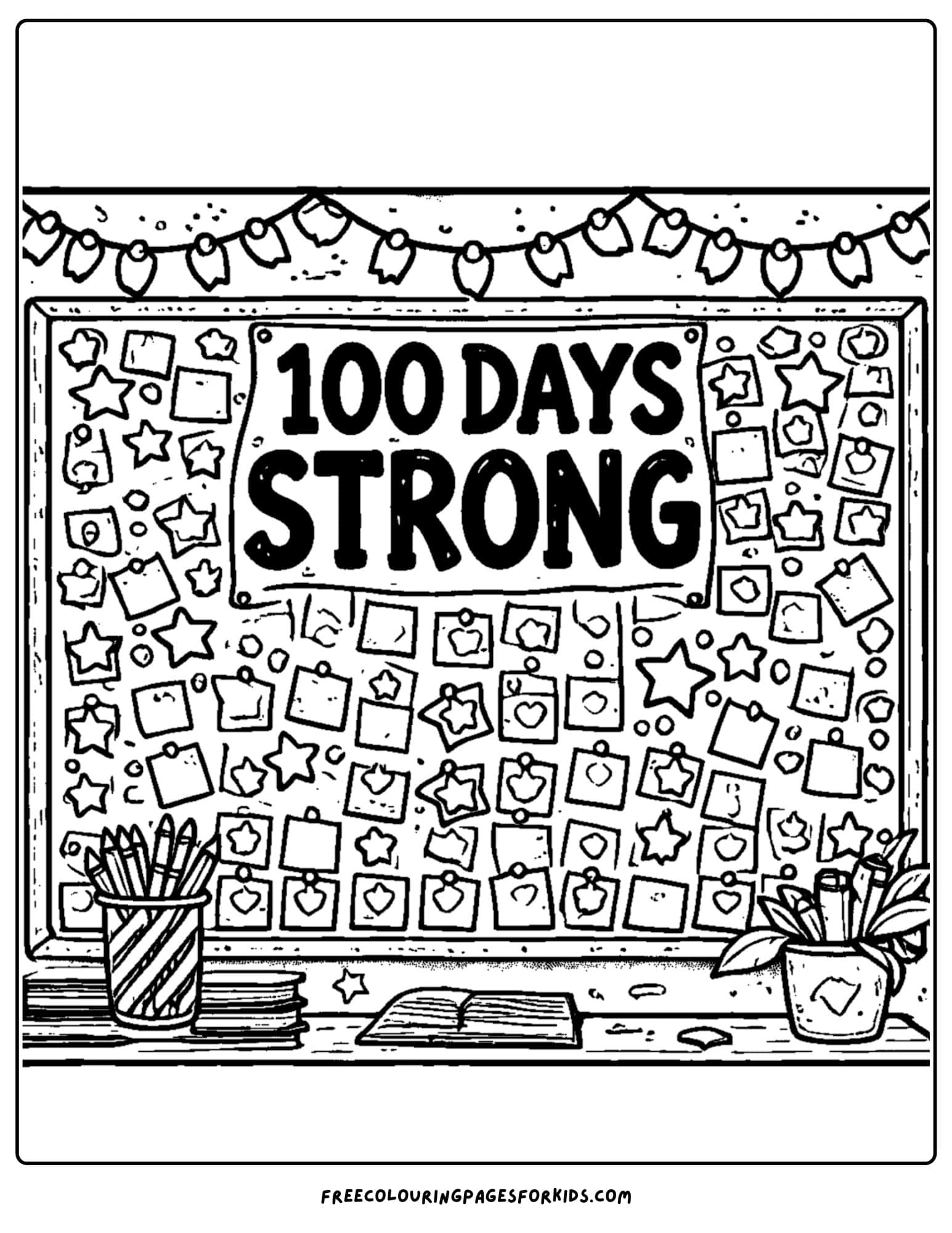 100 days of school bulletin board coloring page