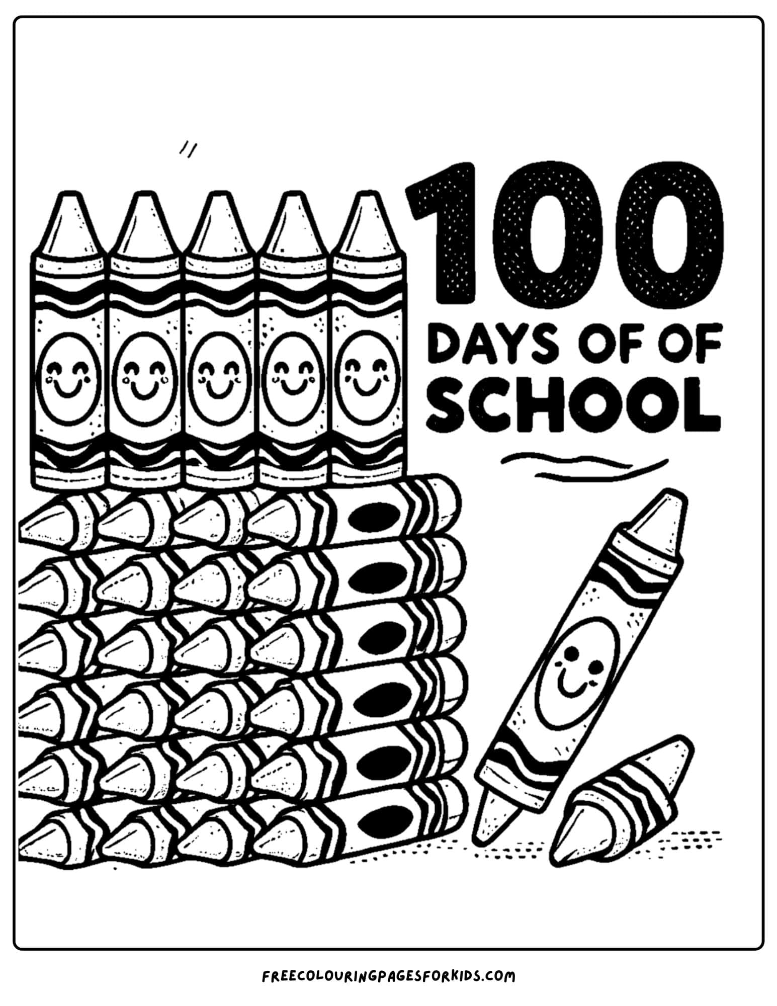 100 days of school crayons coloring page