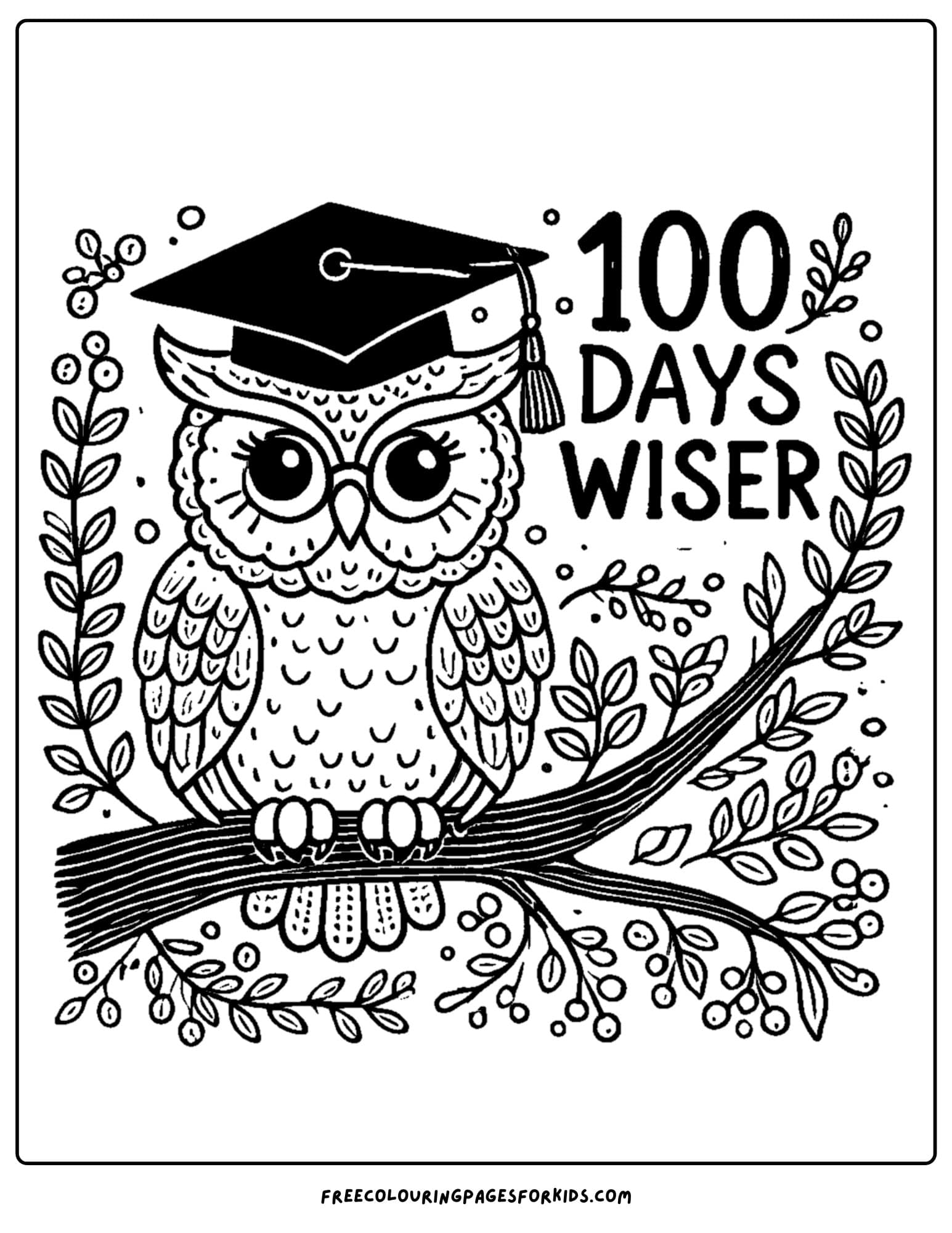 100 days of school wiser coloring page