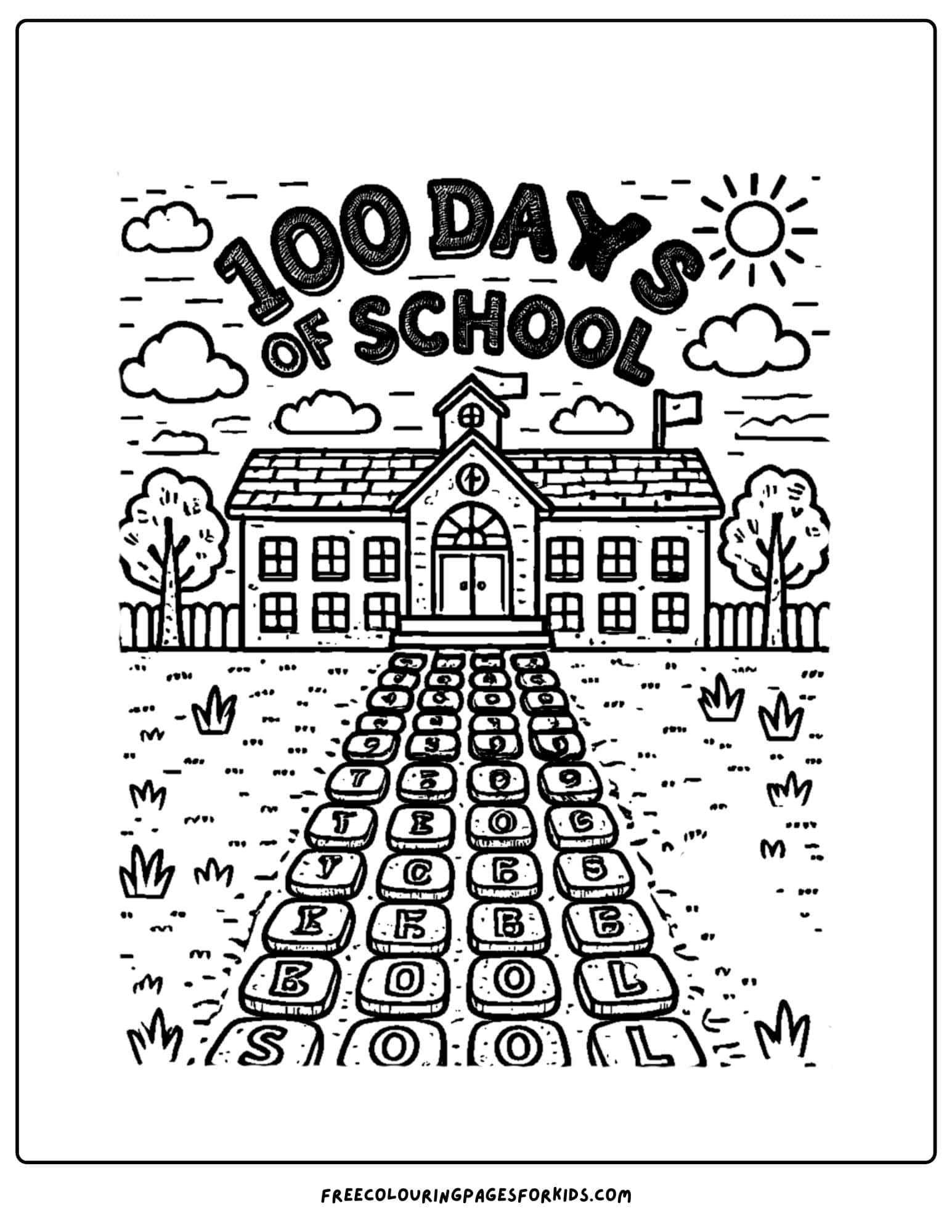 100 days of school path coloring page