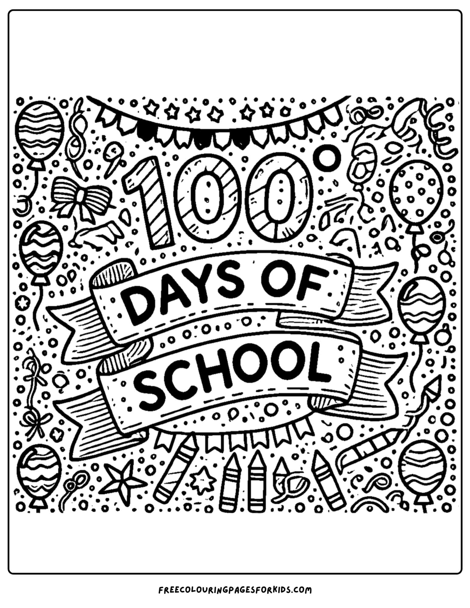 100 days of school banner coloring page