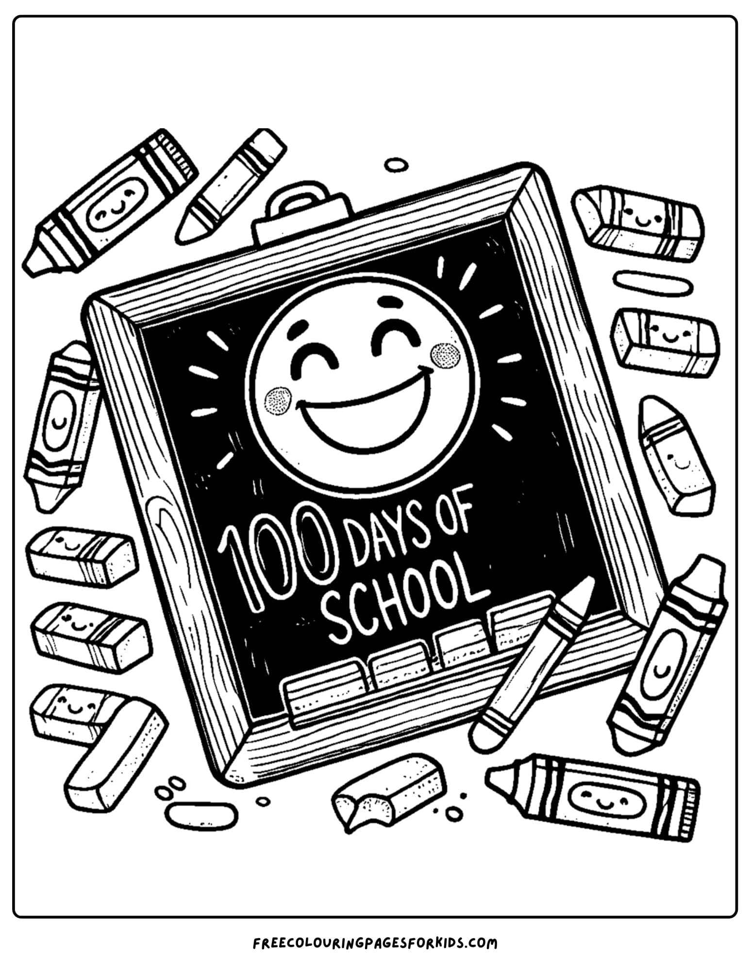 100 days of school chalkboard coloring page