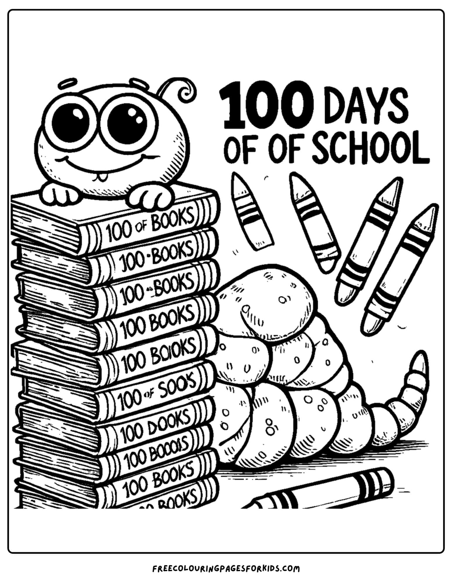 100 days of school books coloring page