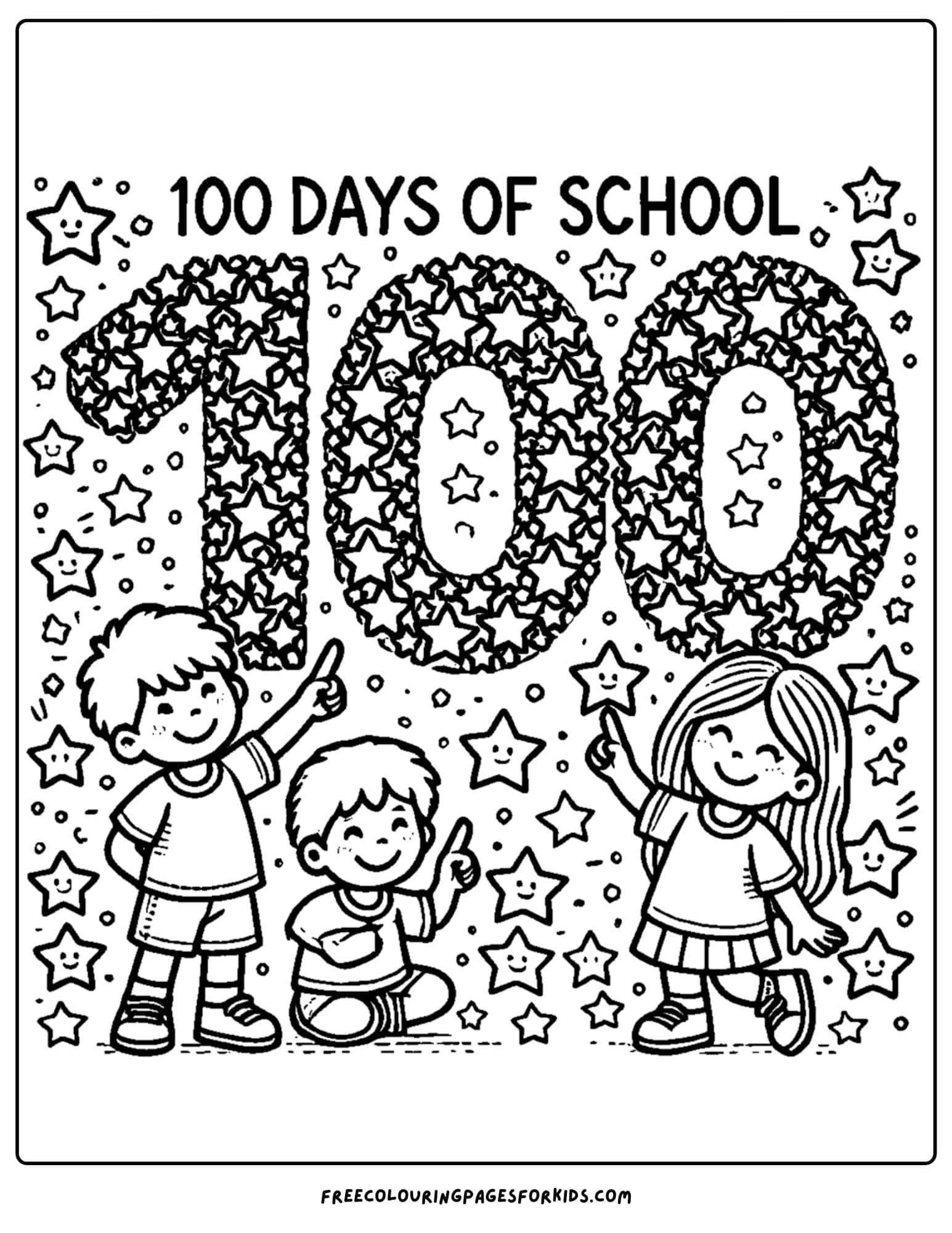 100 days of school stars coloring page