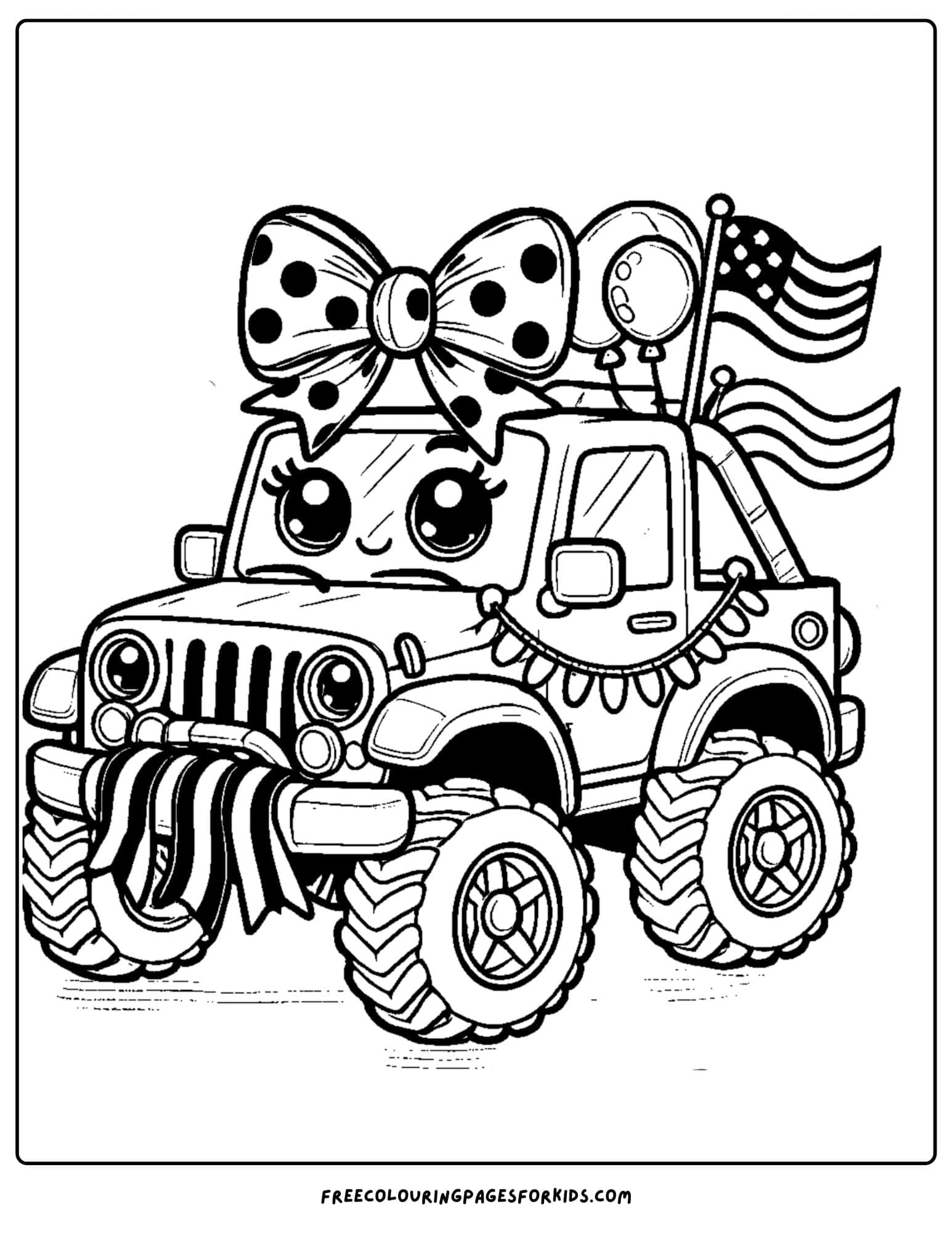 4wd dressed up for a parade coloring page