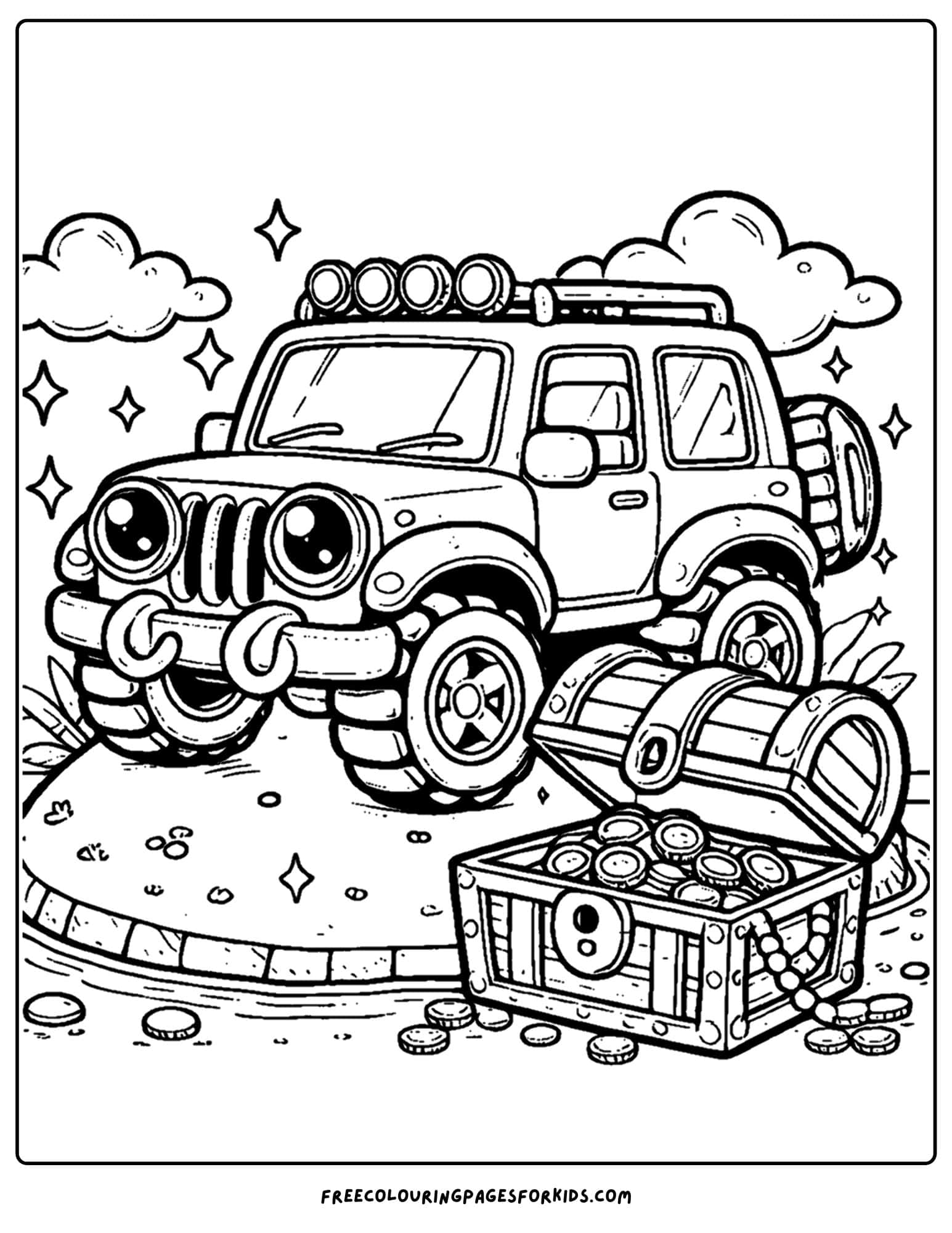 4wd looking for island treasure coloring page