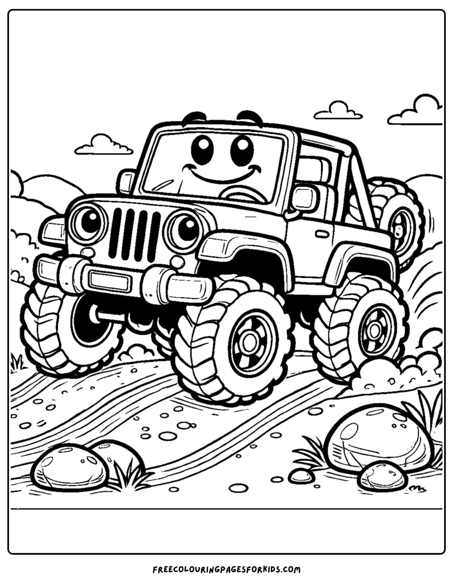 4wd with oversized types coloring page