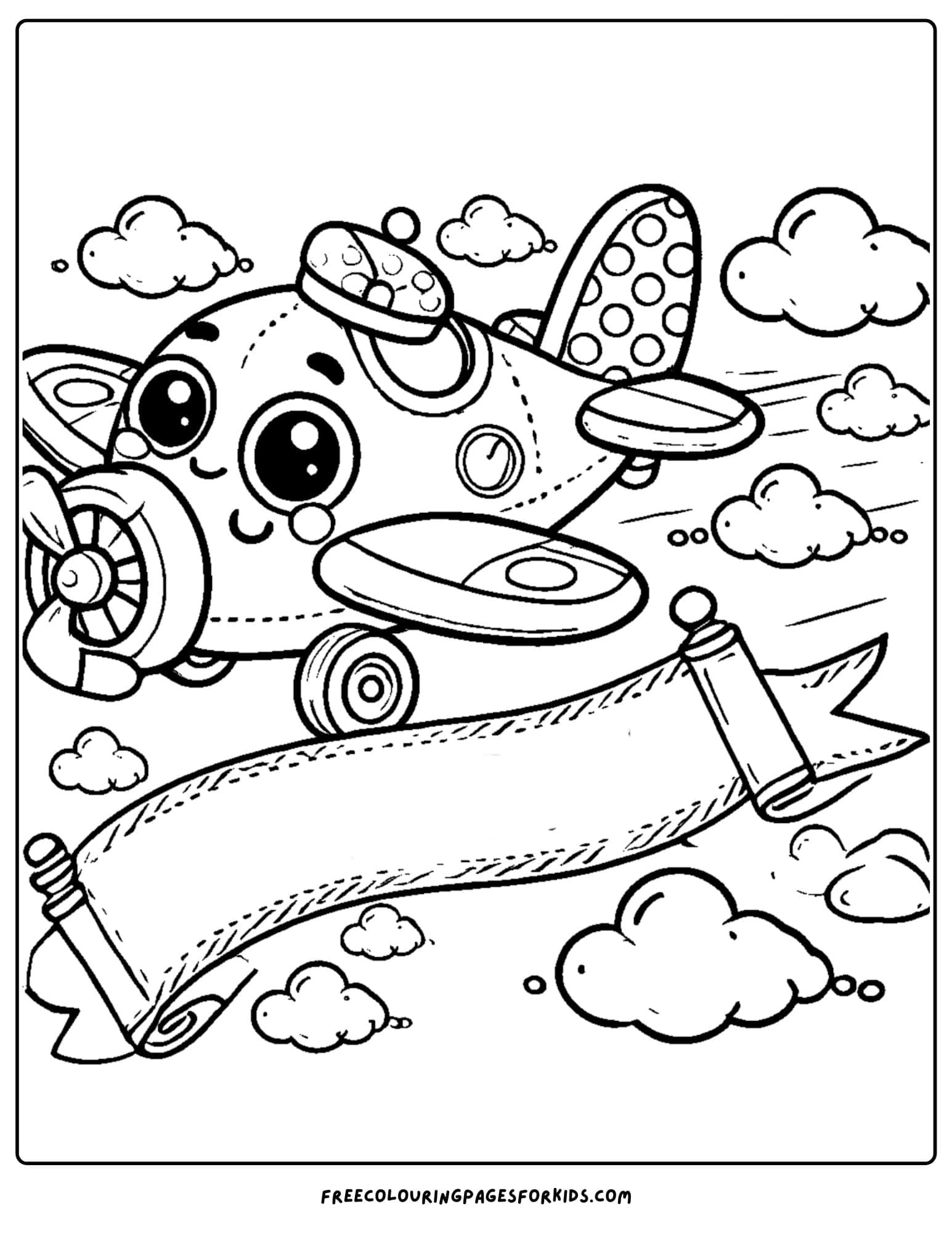 airplane with a banner coloring page