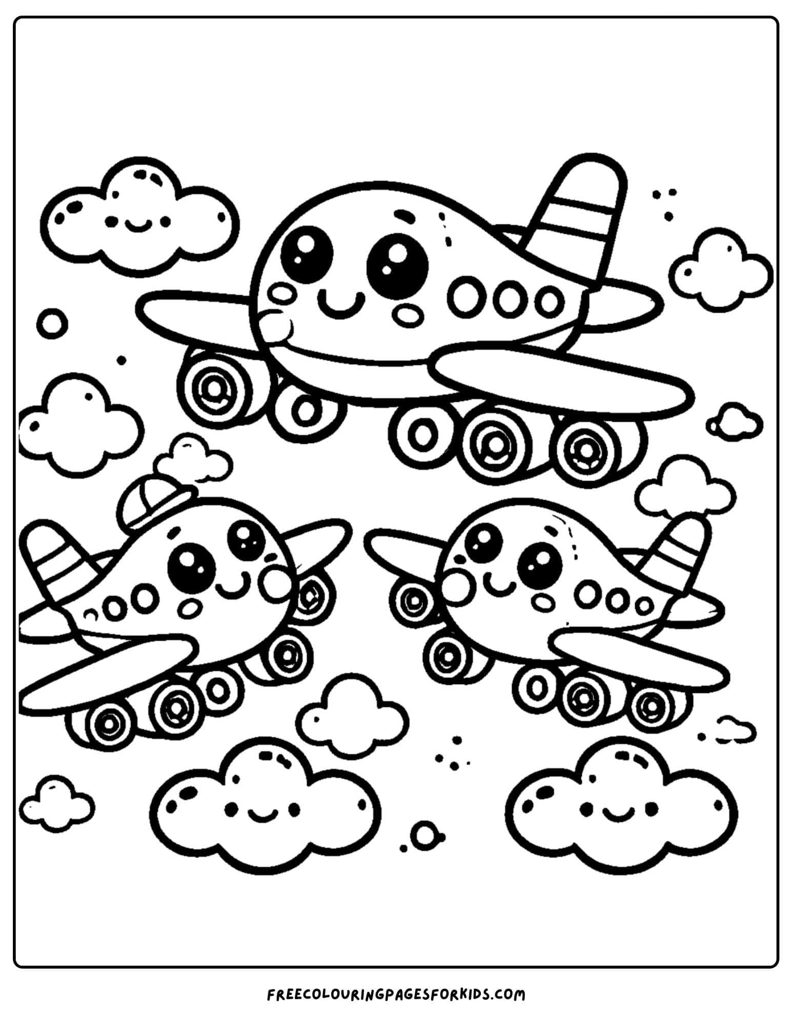 airplane with smaller baby planes coloring page