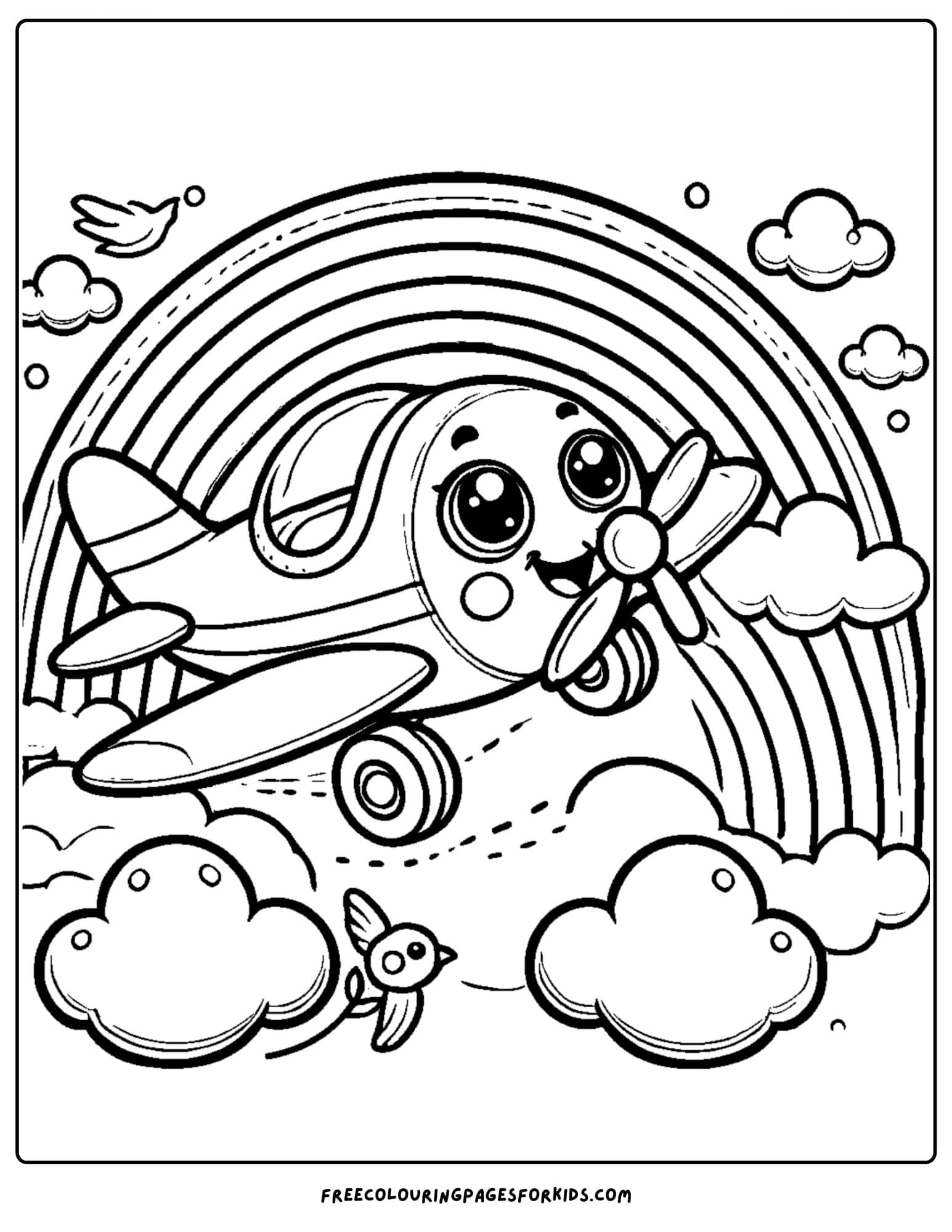 airplane with a rainbow coloring page